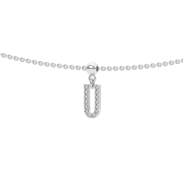 Letter "U" Bead Charm Necklace