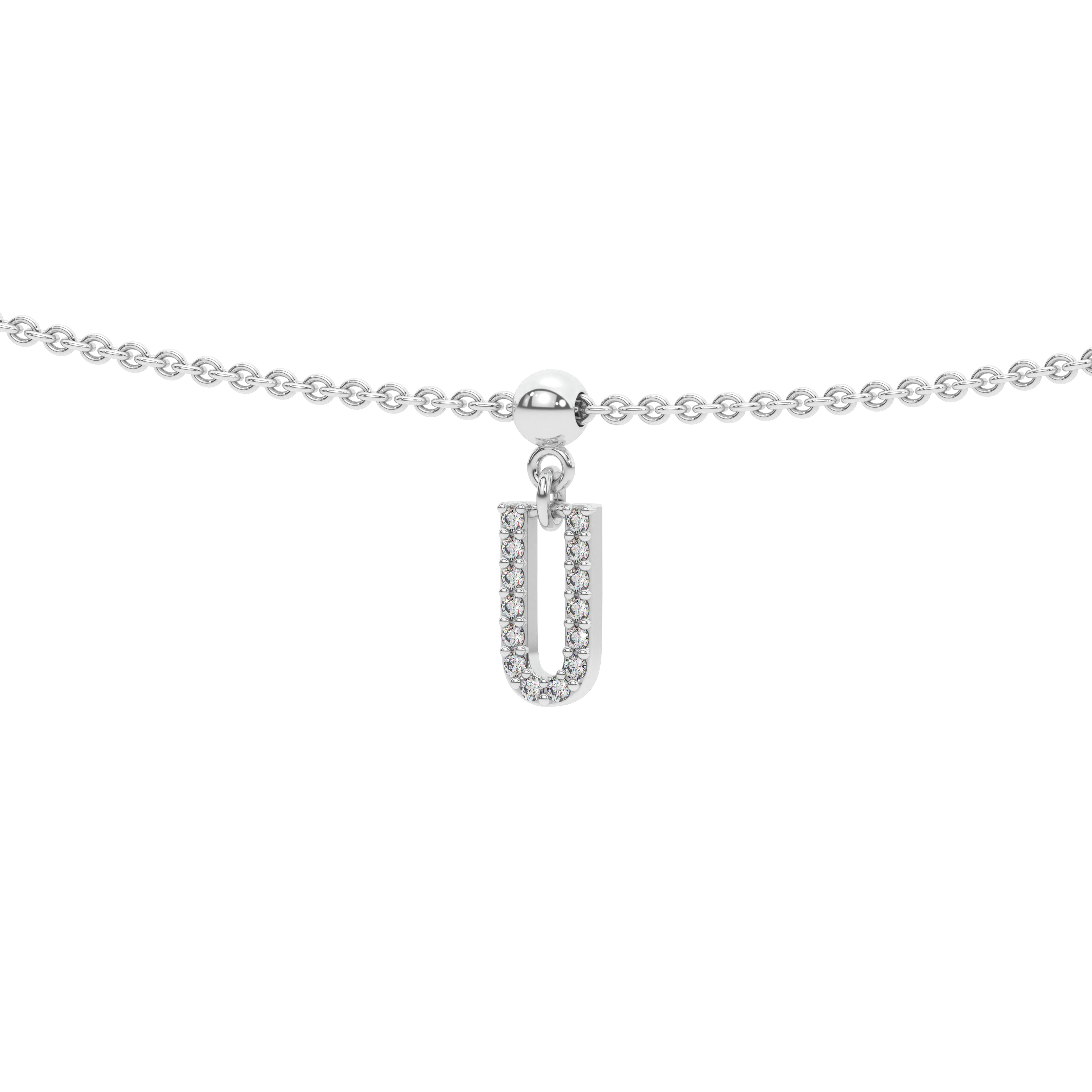 Letter "U" Bead Charm Necklace