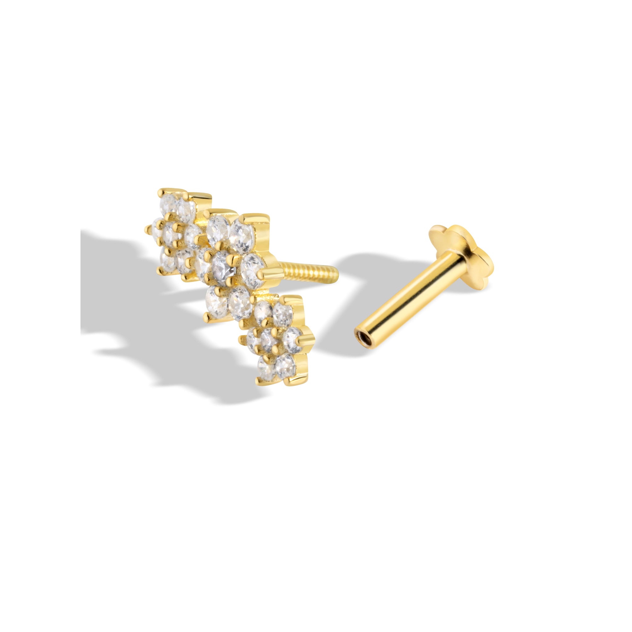 Garland Climber Flat Back Screw Stud Earrings