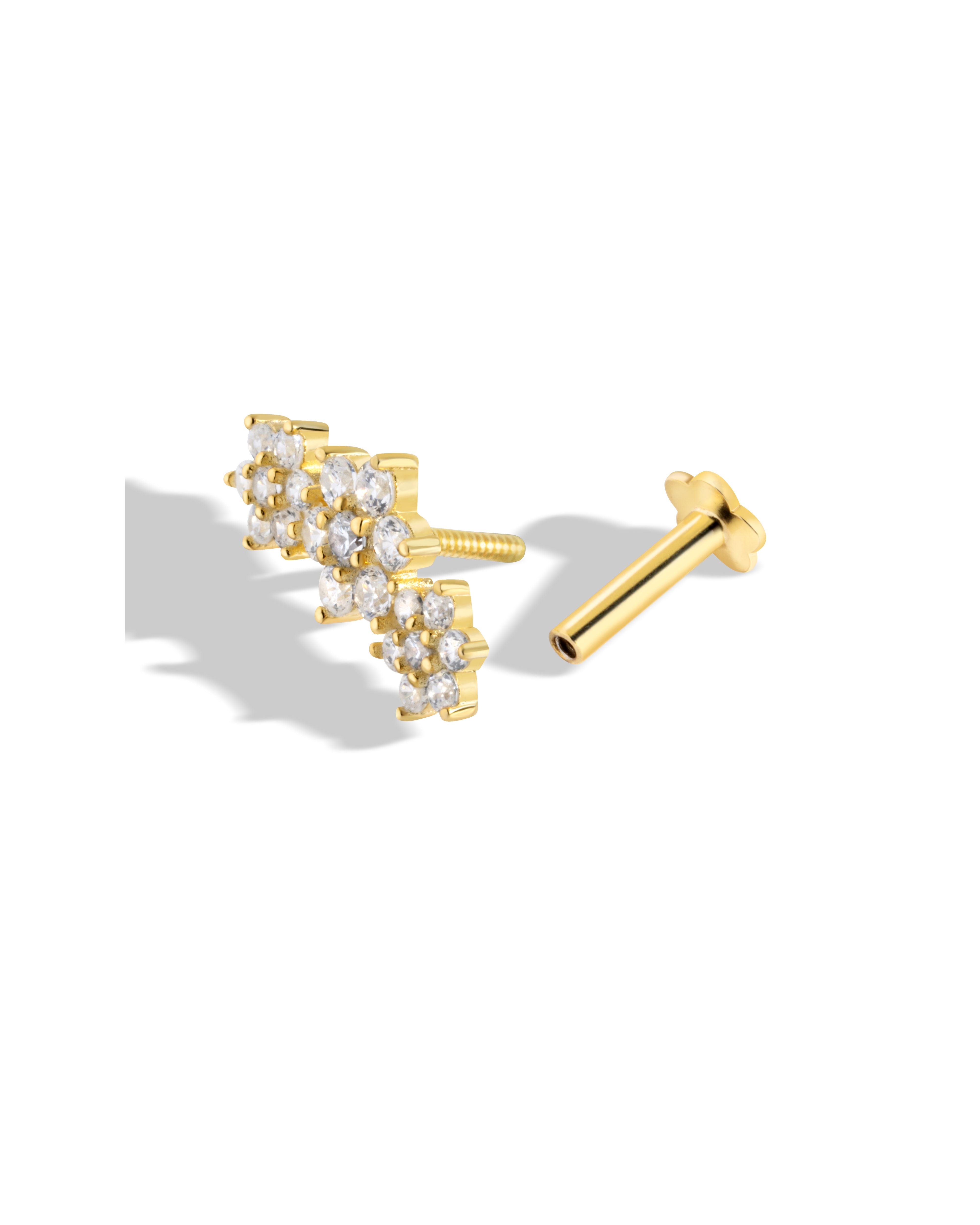 Garland Climber Flat Back Screw Stud Earrings