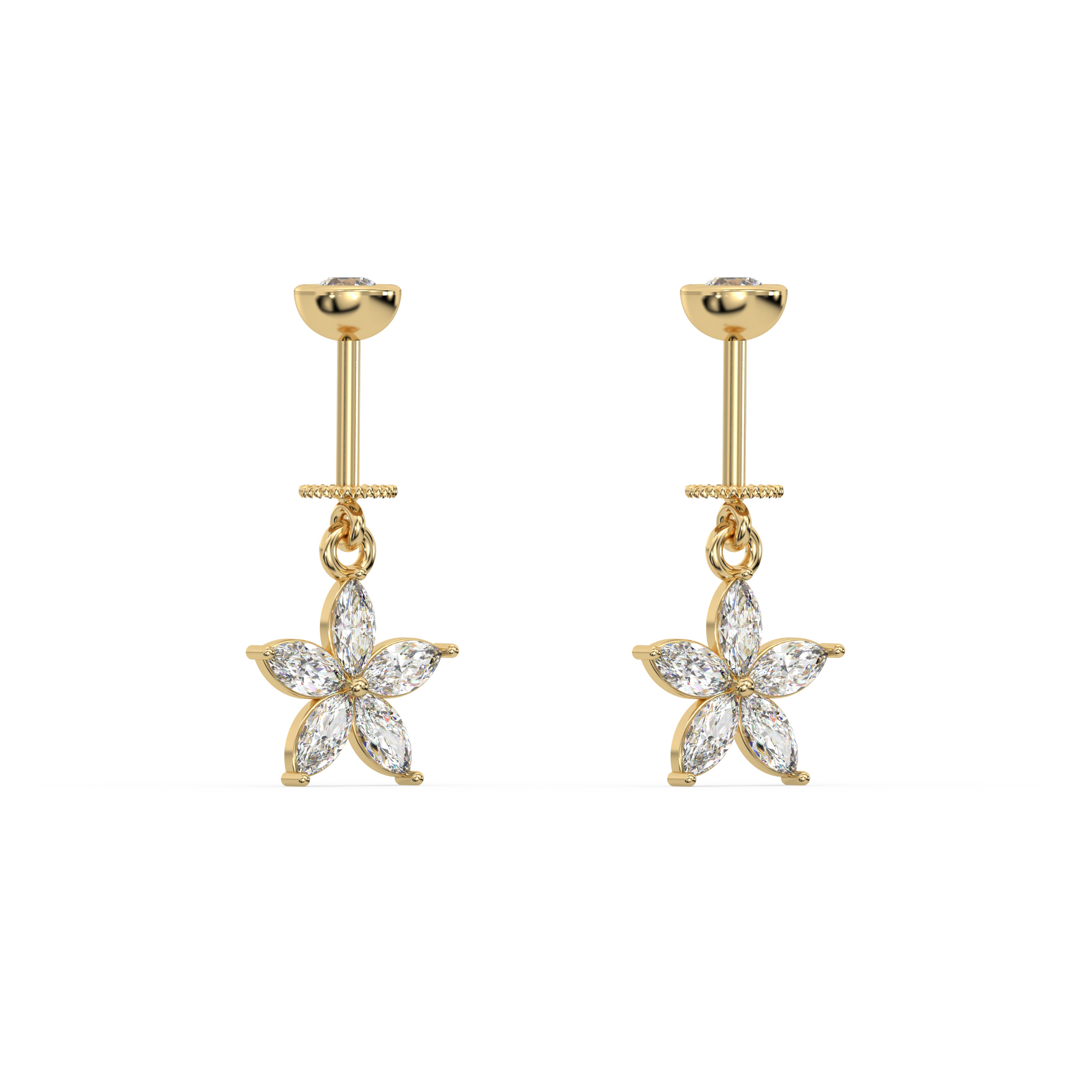 Marquise Starfish Helix Hanging Earrings