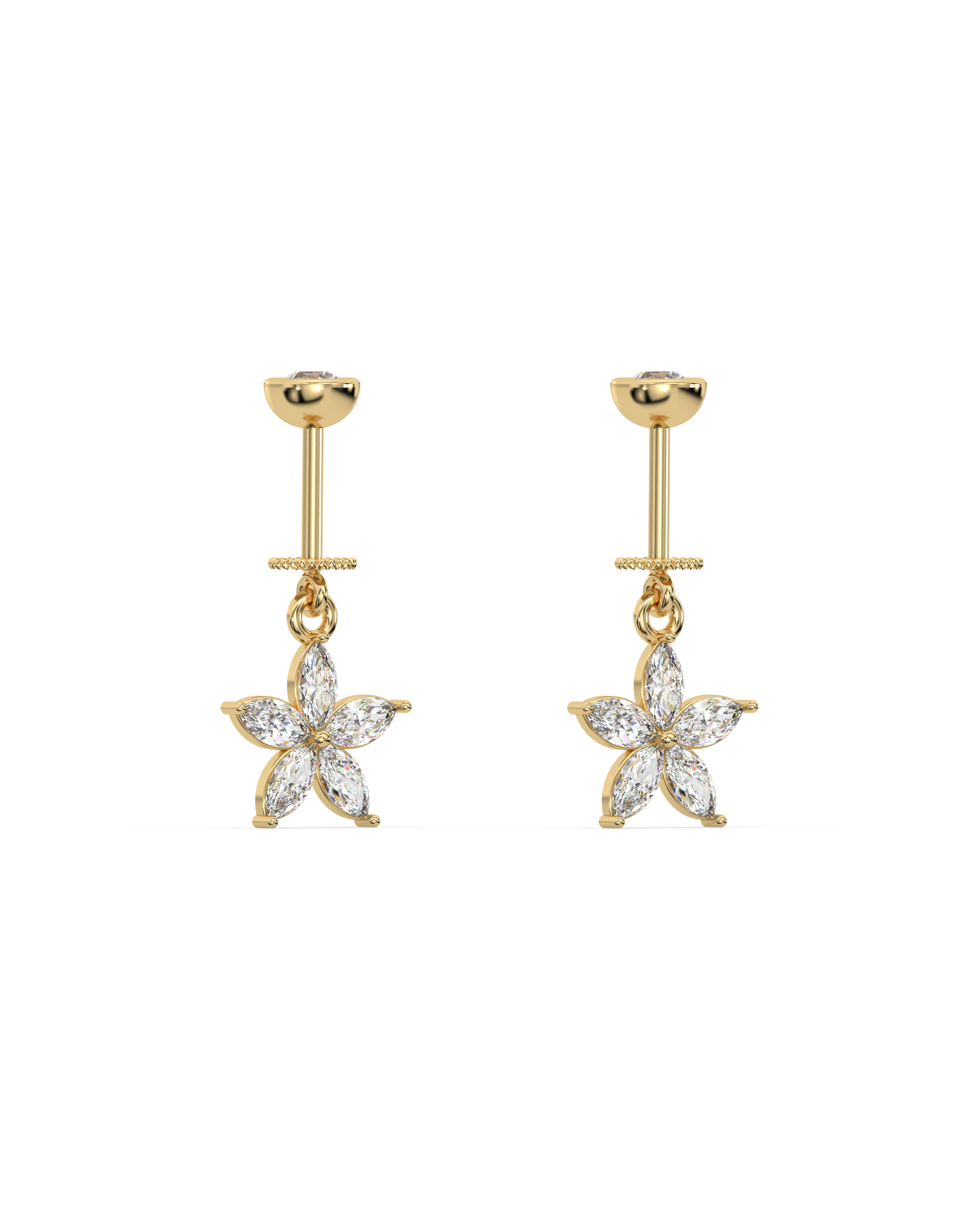 Marquise Starfish Helix Hanging Earrings
