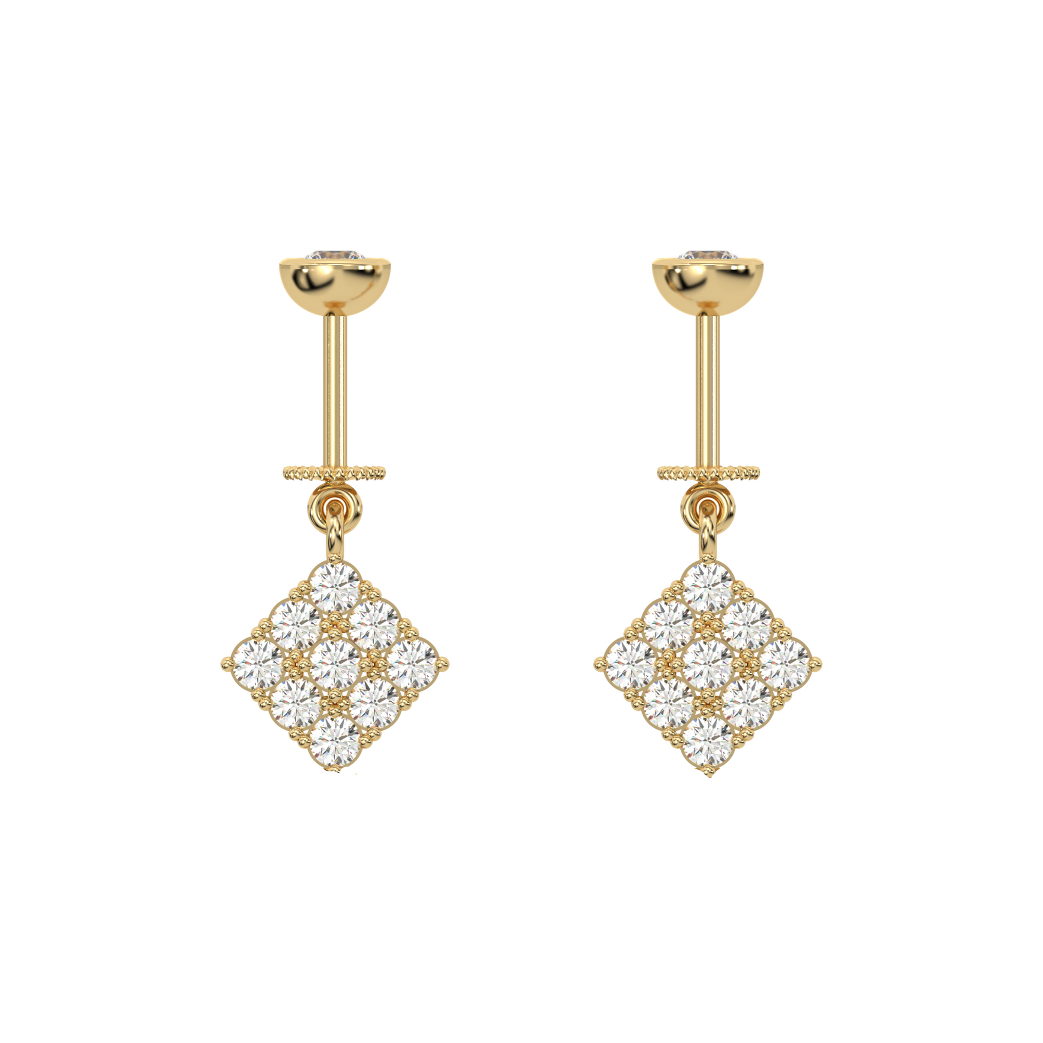 Zirconia Square Helix Hanging Earrings