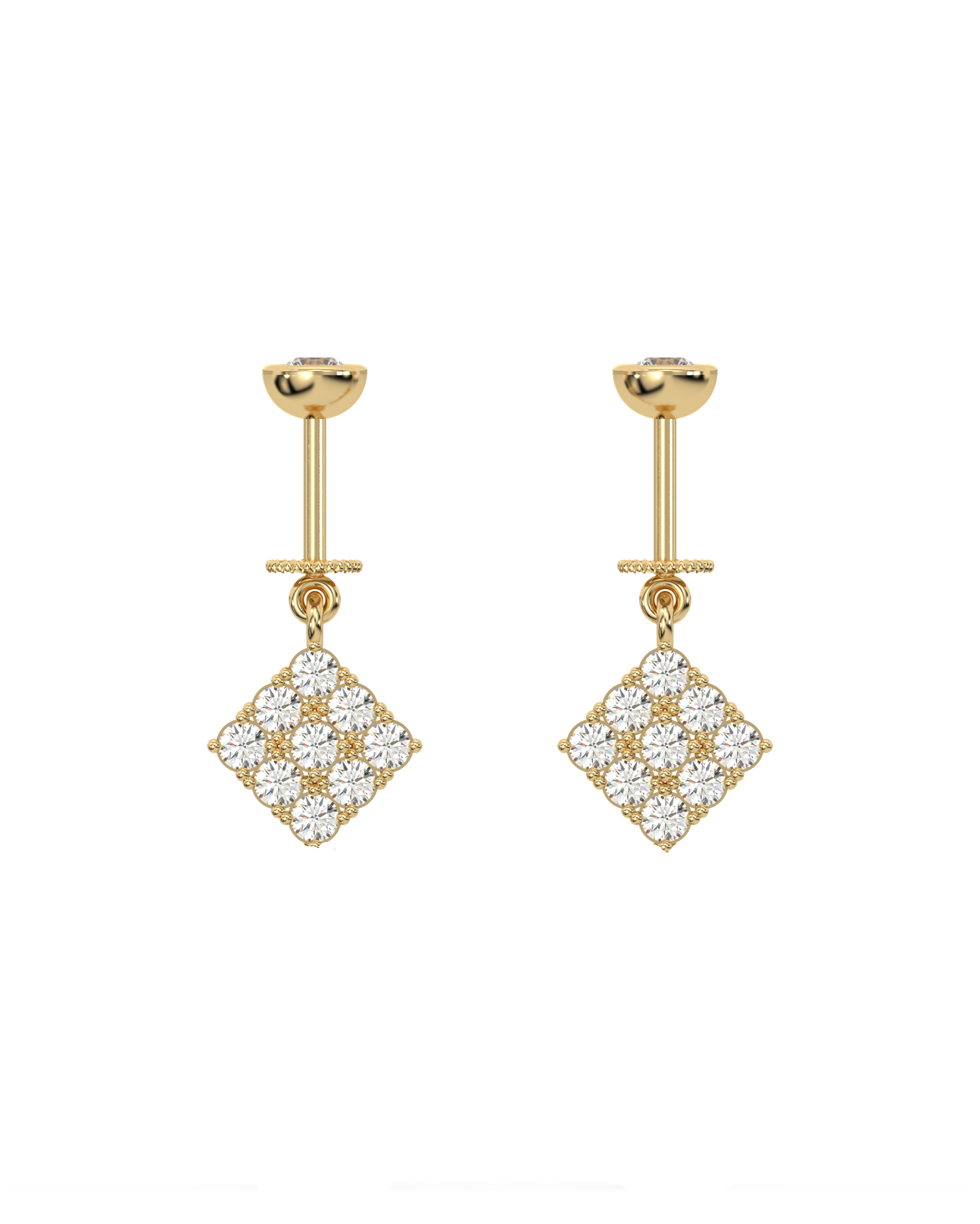 Zirconia Square Helix Hanging Earrings