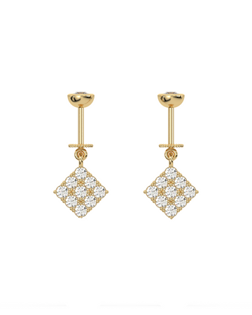 Zirconia Square Helix Hanging Earrings