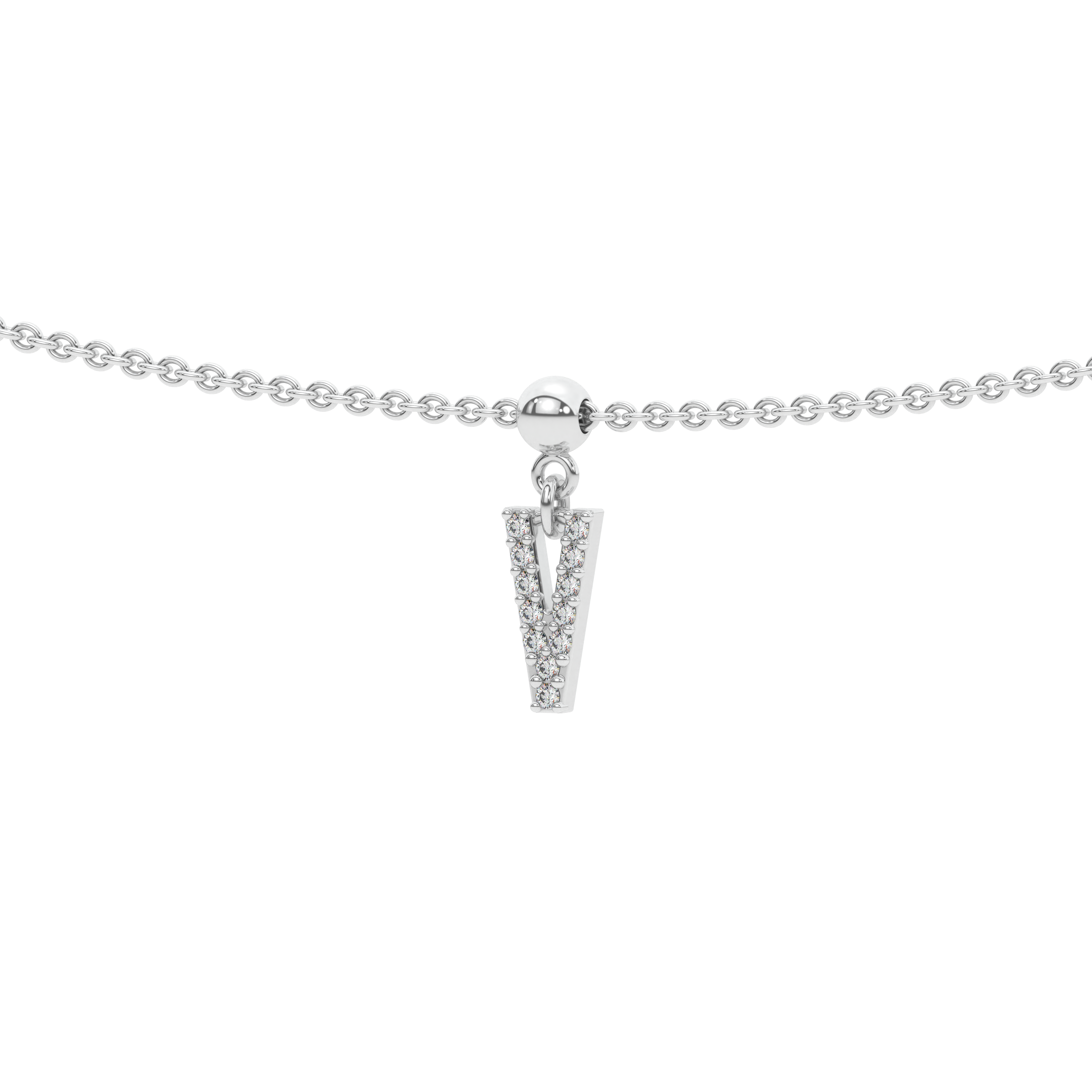Letter "V" Bead Charm Necklace