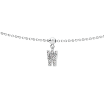 Letter "W" Bead Charm Necklace