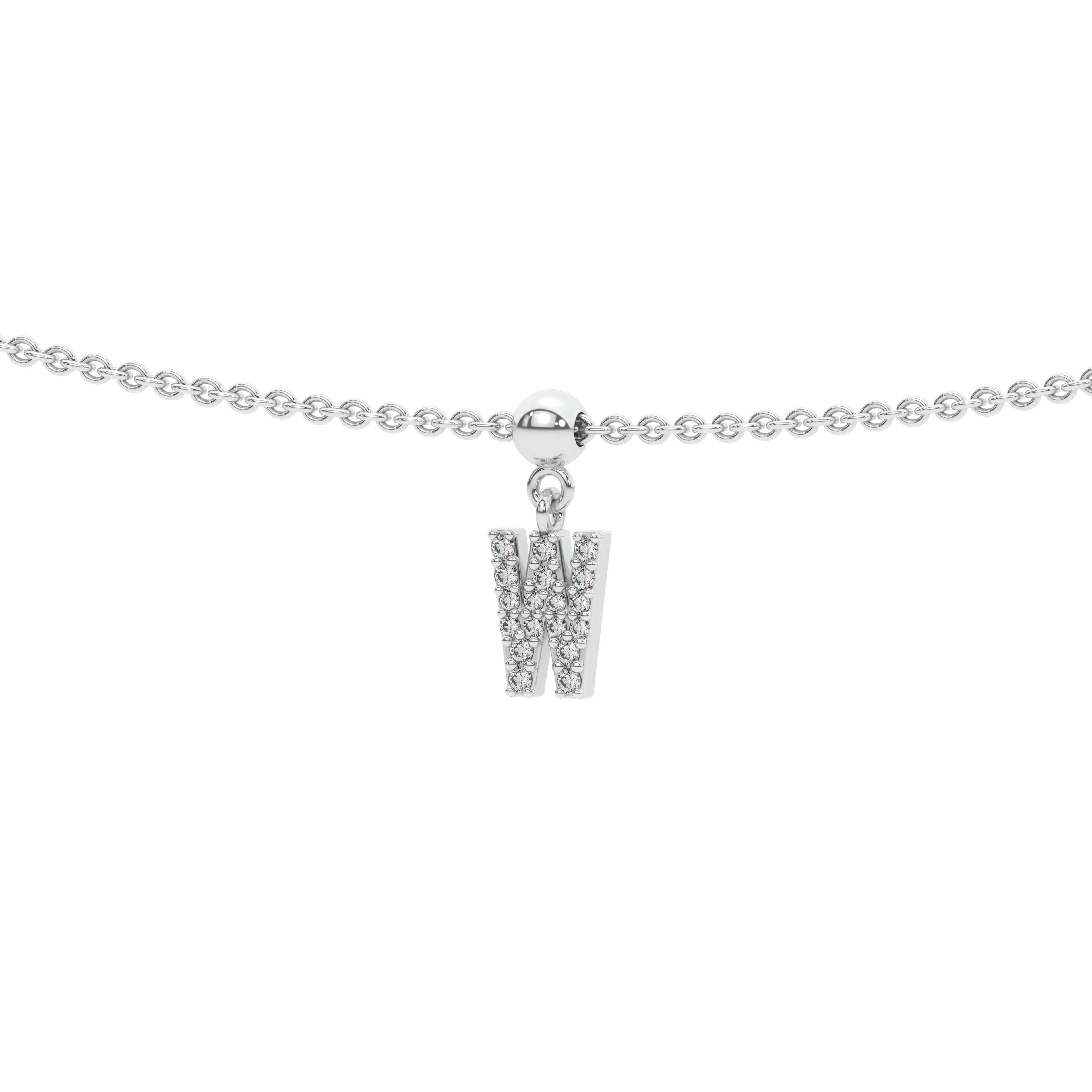 Letter "W" Bead Charm Necklace