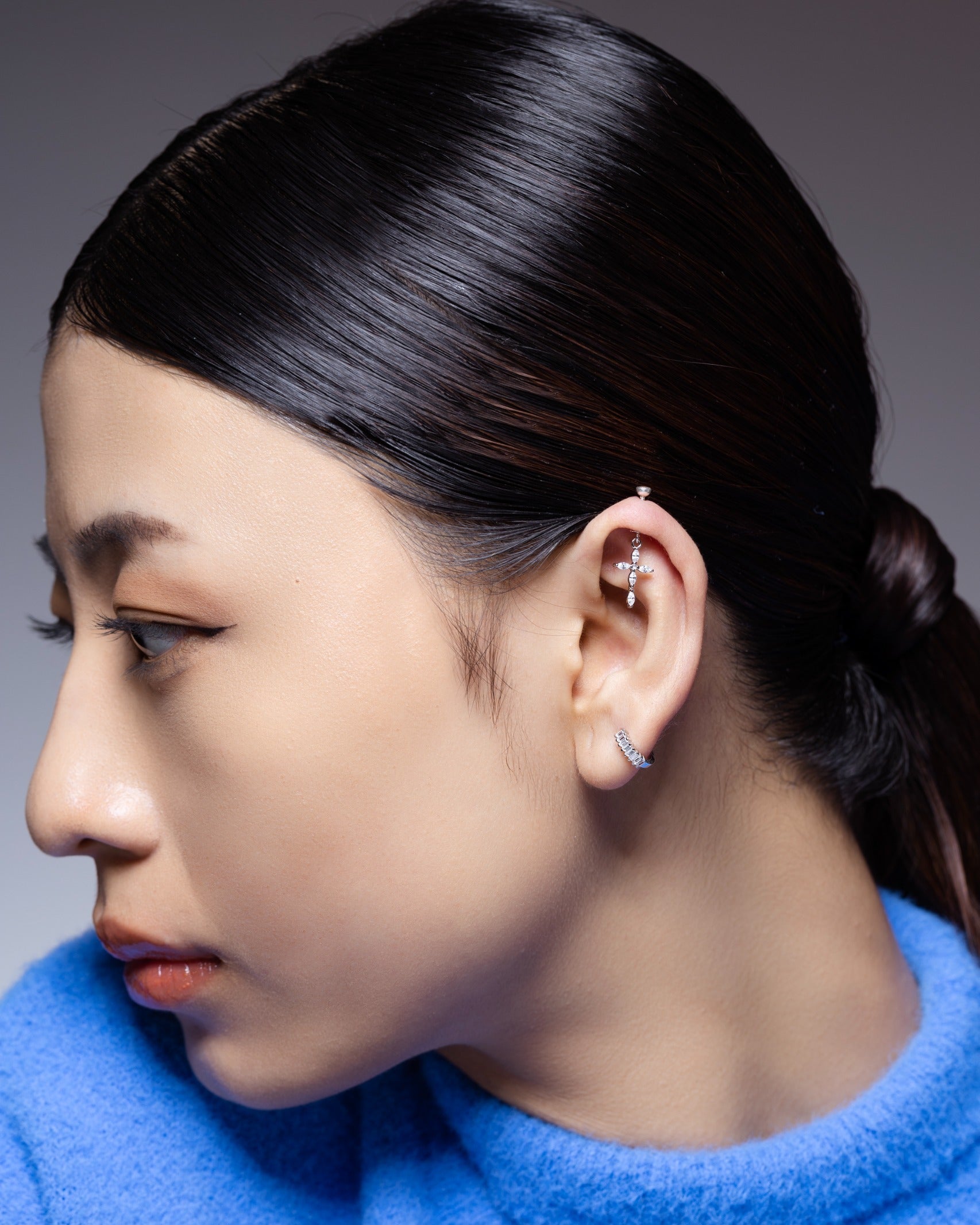 Criss Cross Screw Helix Hanging Earrings