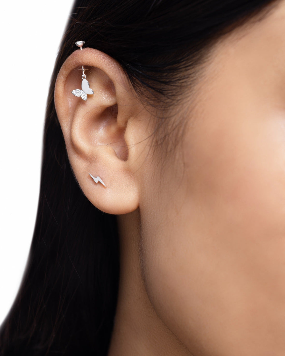 Slanting Butterfly Helix Hanging Earrings