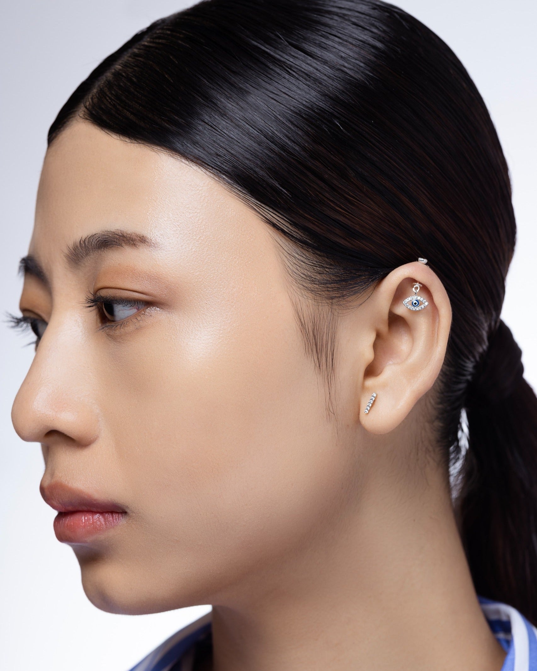 Enamel Blue Evil Eye Helix Piercing Hanging Earrings