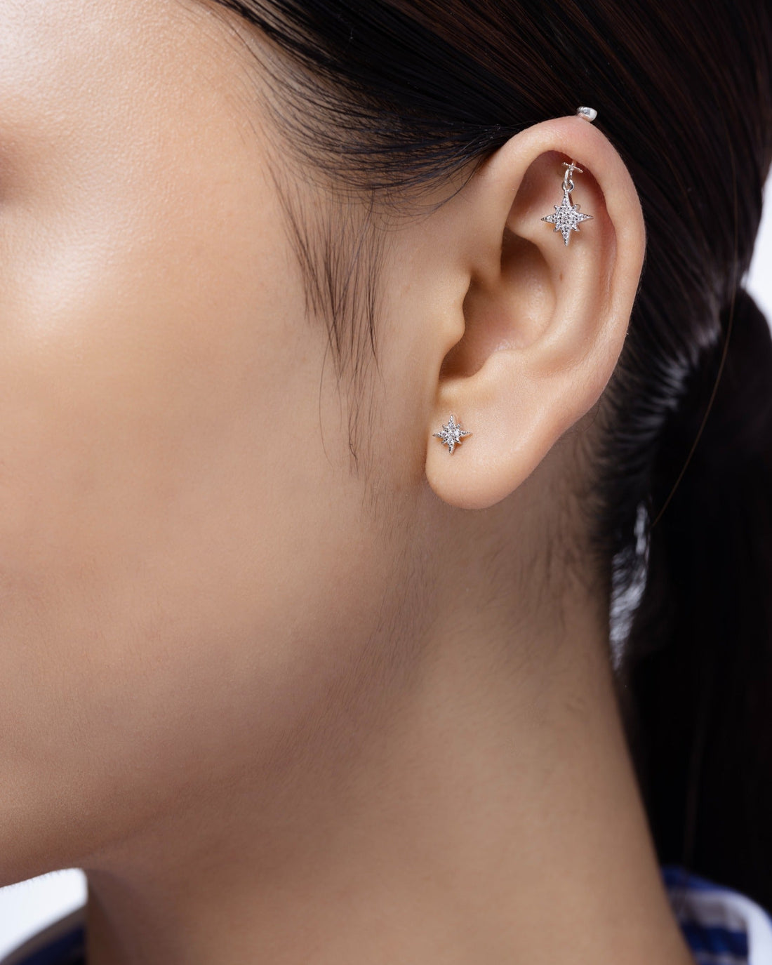 Zircon Star Helix Hanging Earrings