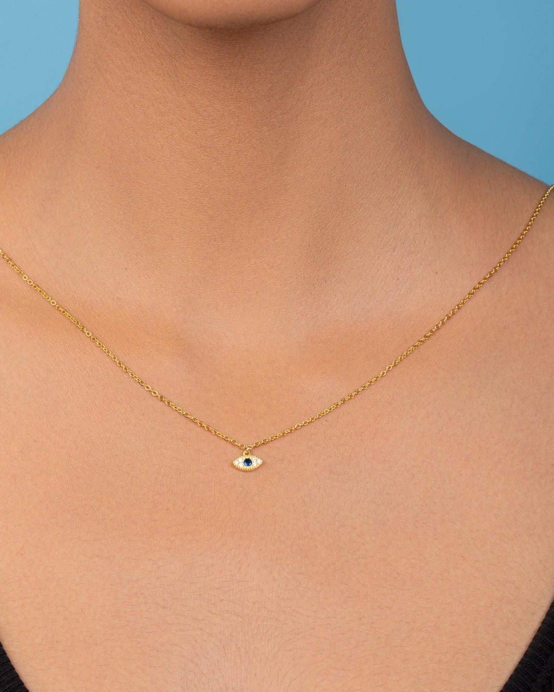 Minimal evil eye necklace