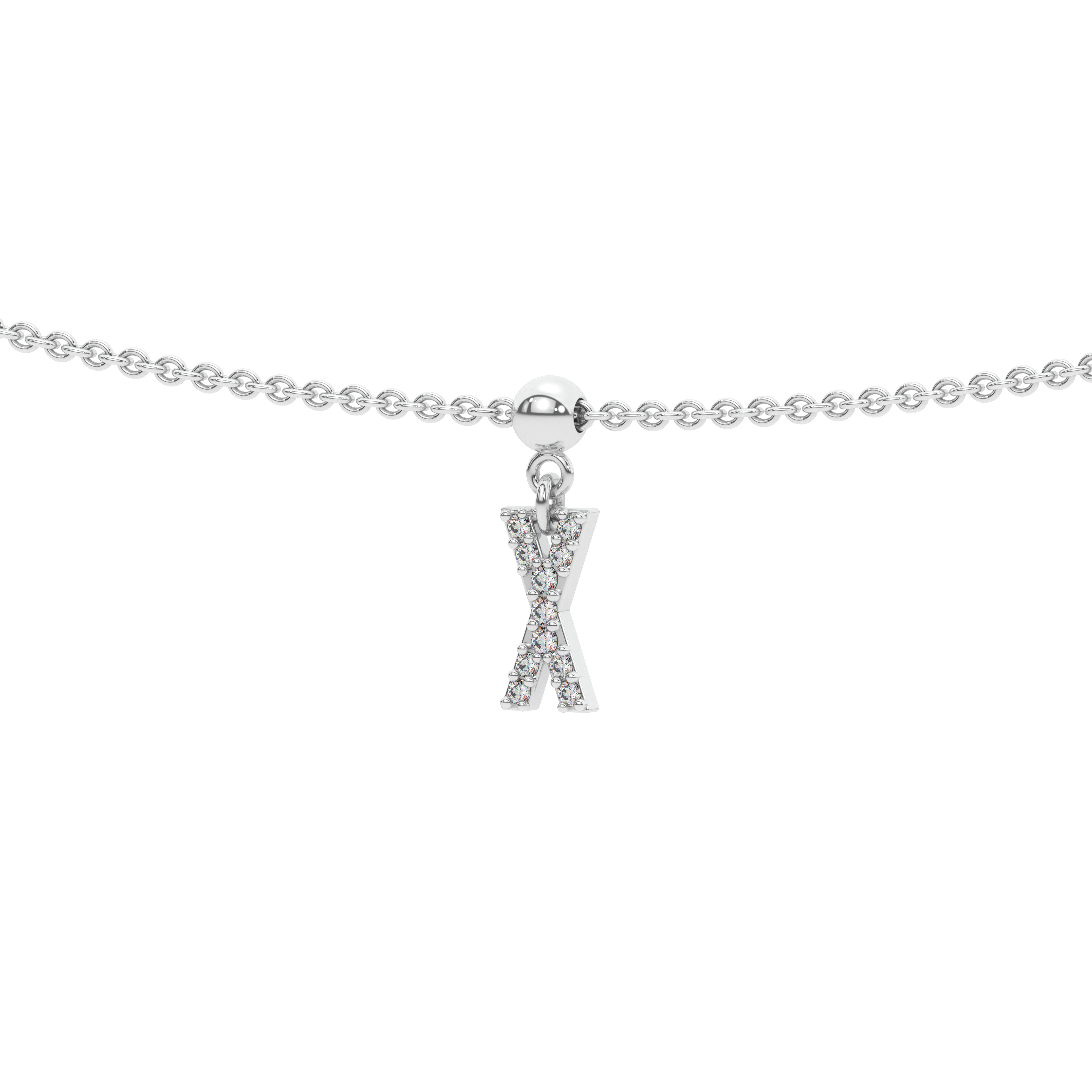Letter "X" Bead Charm Necklace