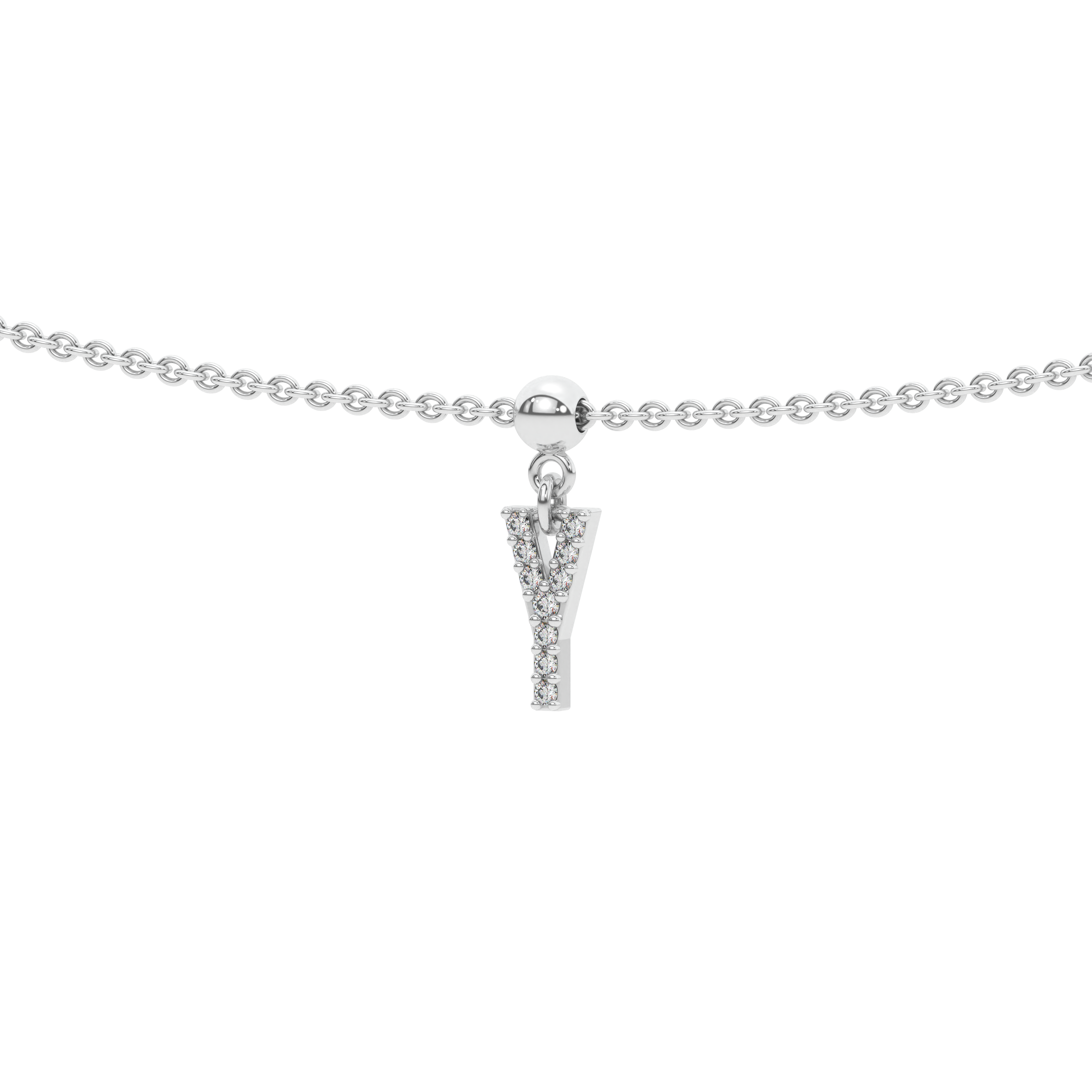 Letter "Y" Bead Charm Necklace