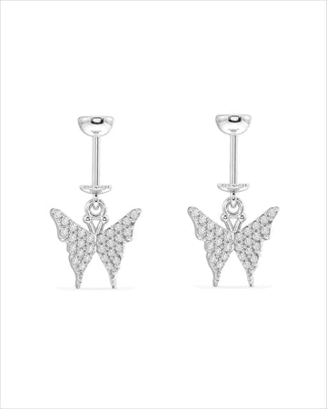 Zircon Paved Pointed Butterfly Helix Hanging Earrings