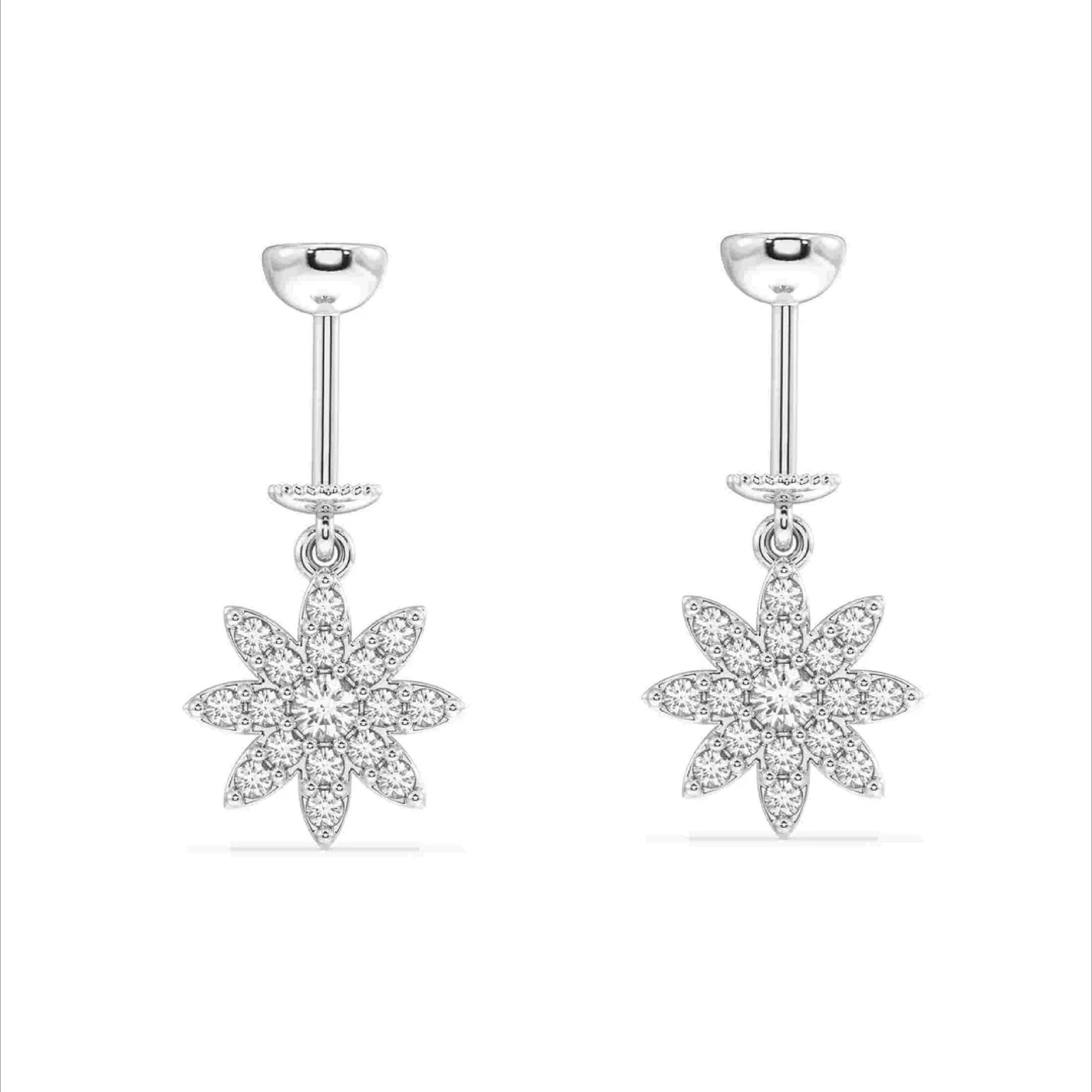Zircon Paved Sunflower Helix Hanging Earrings