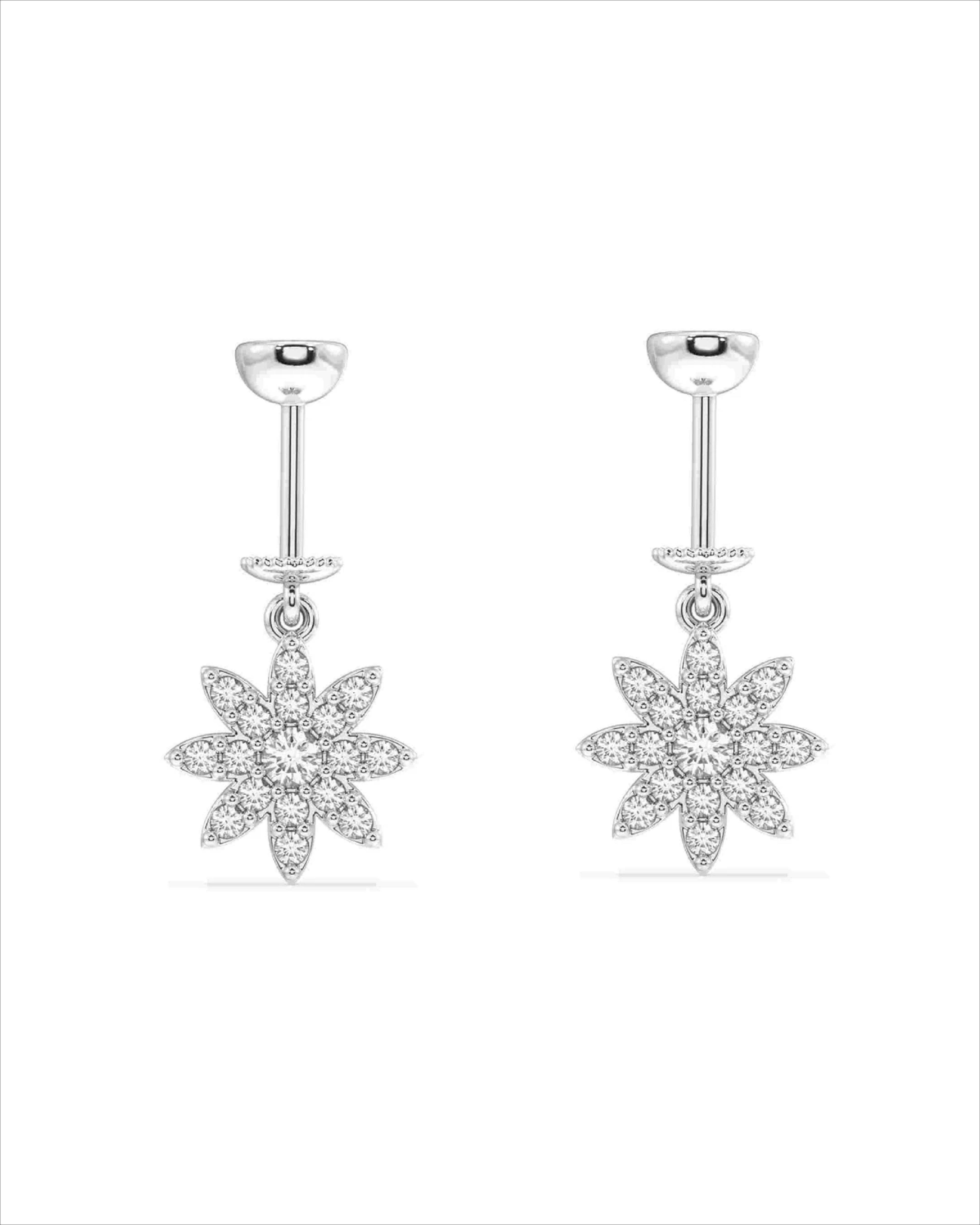 Zircon Paved Sunflower Helix Hanging Earrings