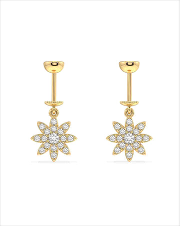 Zircon Paved Sunflower Helix Hanging Earrings