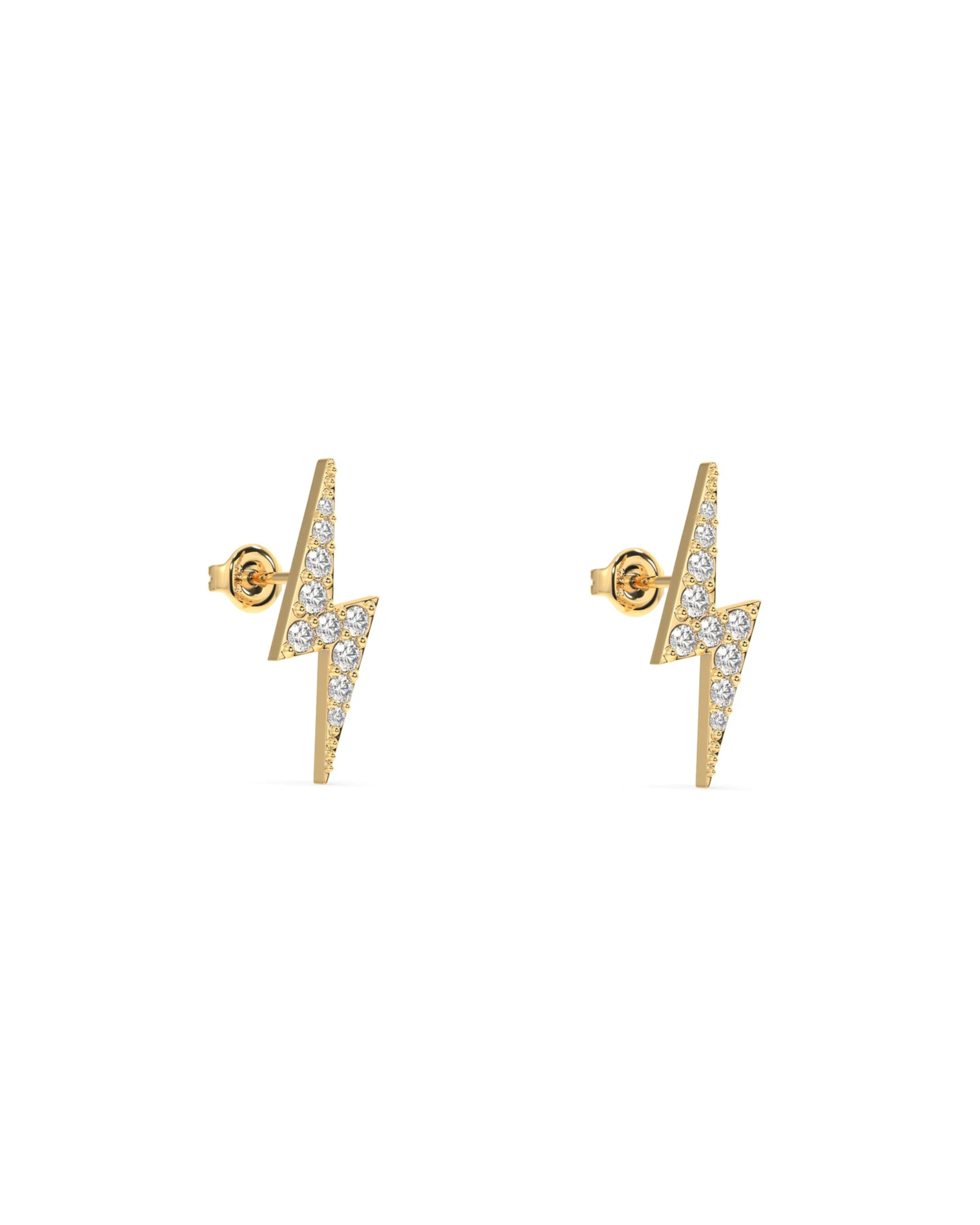 Zircon Paved Thunder Lightning Studs Earrings