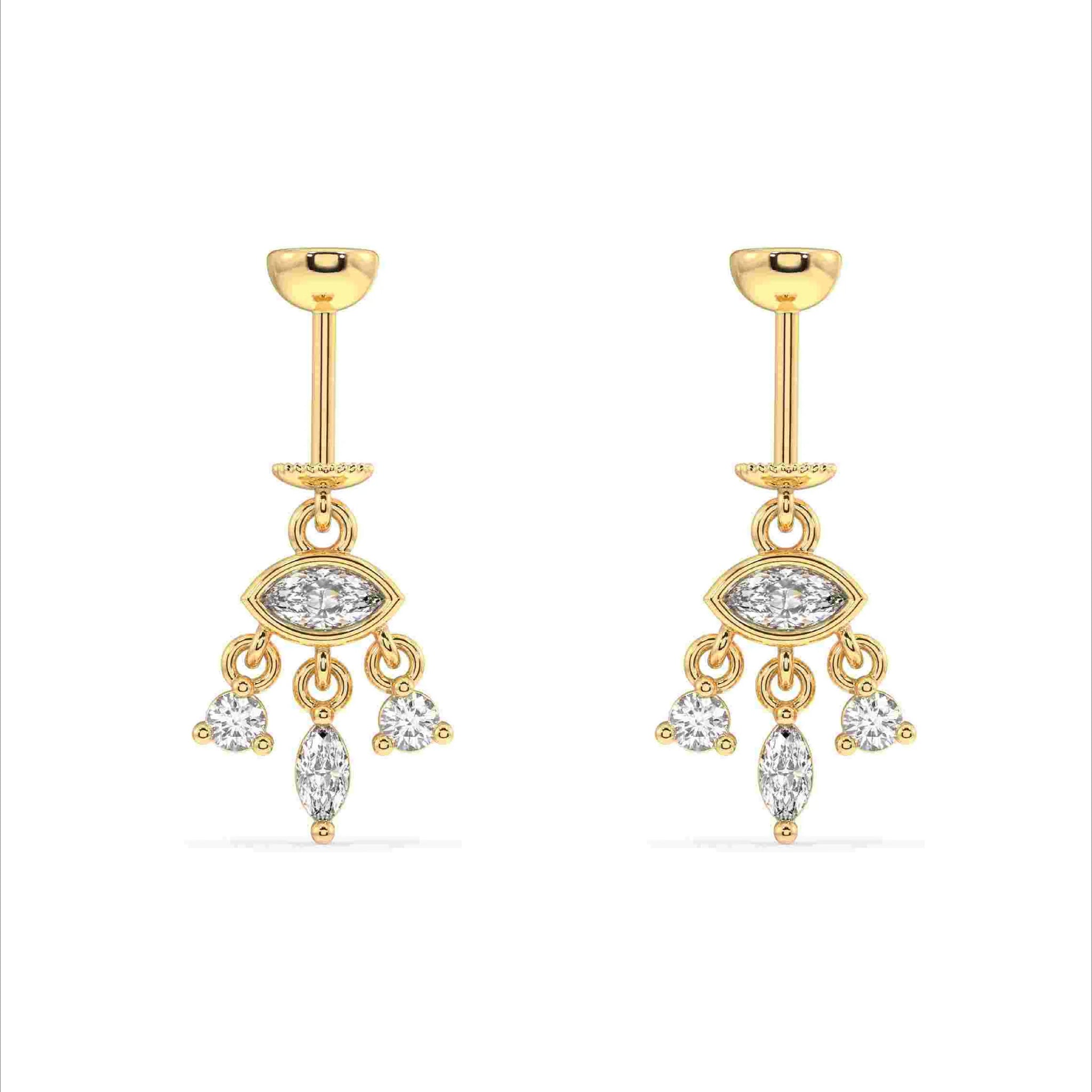 Zircon Shedding Eye Screw Helix Hanging Earrings