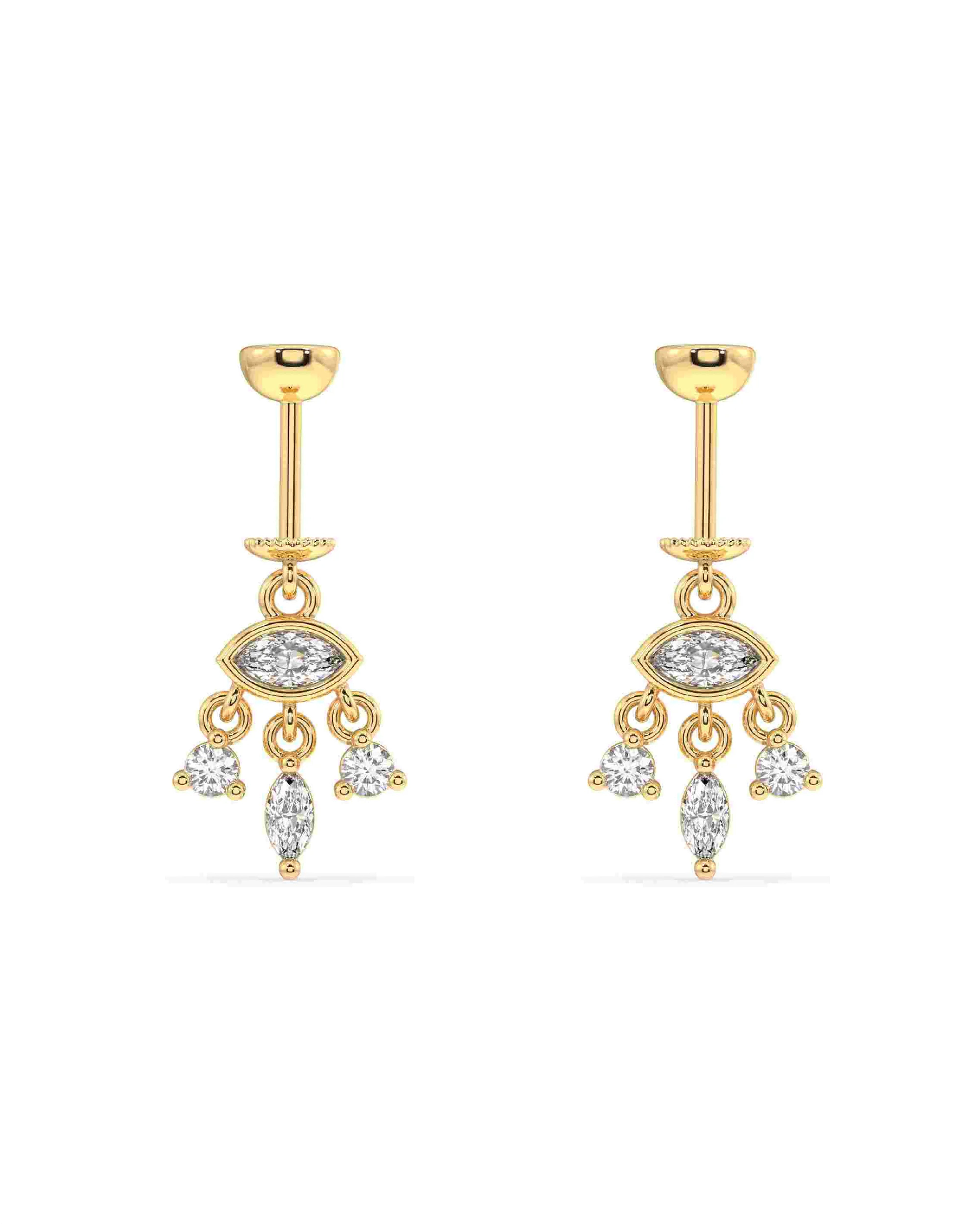 Zircon Shedding Eye Screw Helix Hanging Earrings