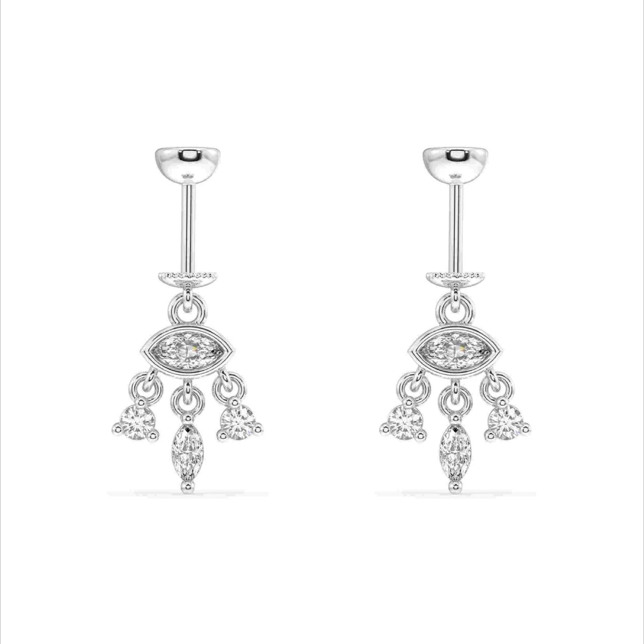 Zircon Shedding Eye Screw Helix Hanging Earrings