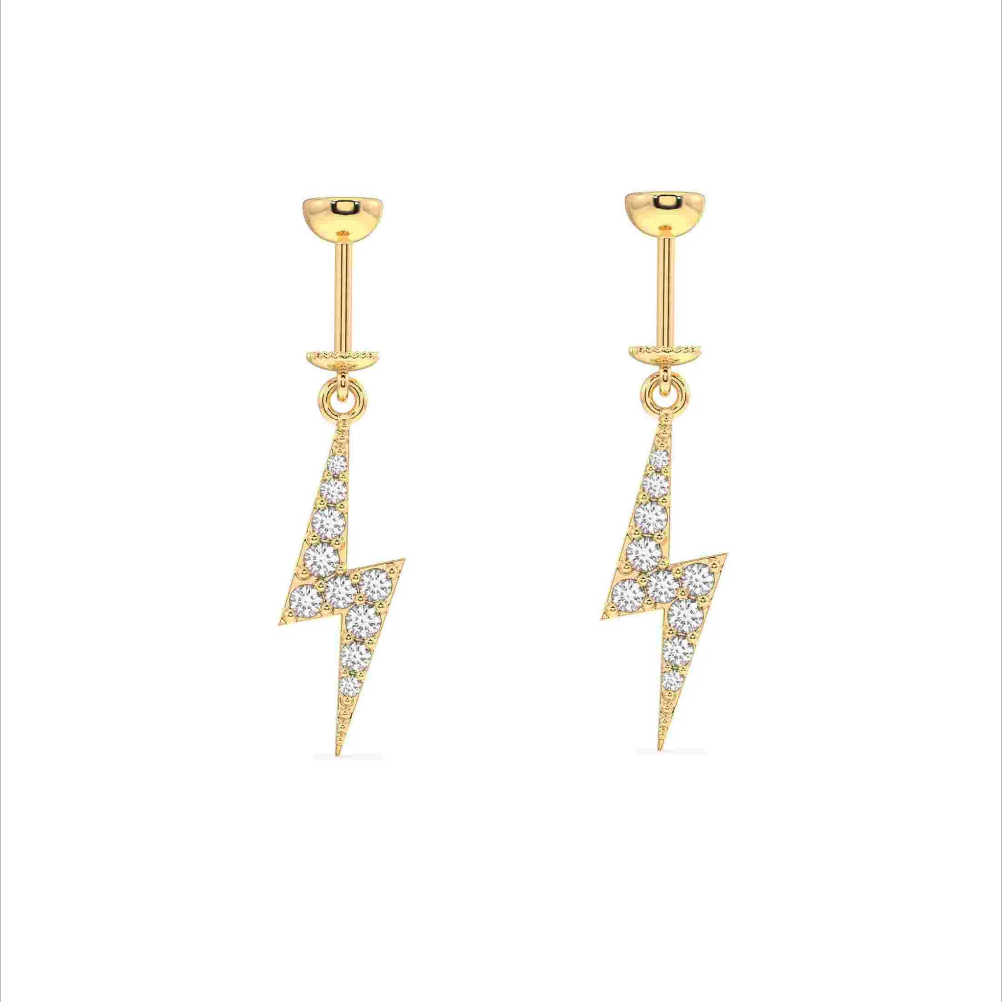 Zircon Studded Thunder Screw Helix Hanging Earrings
