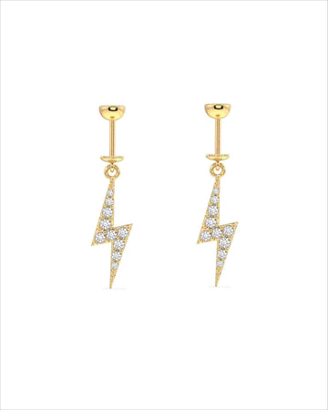 Zircon Studded Thunder Screw Helix Hanging Earrings