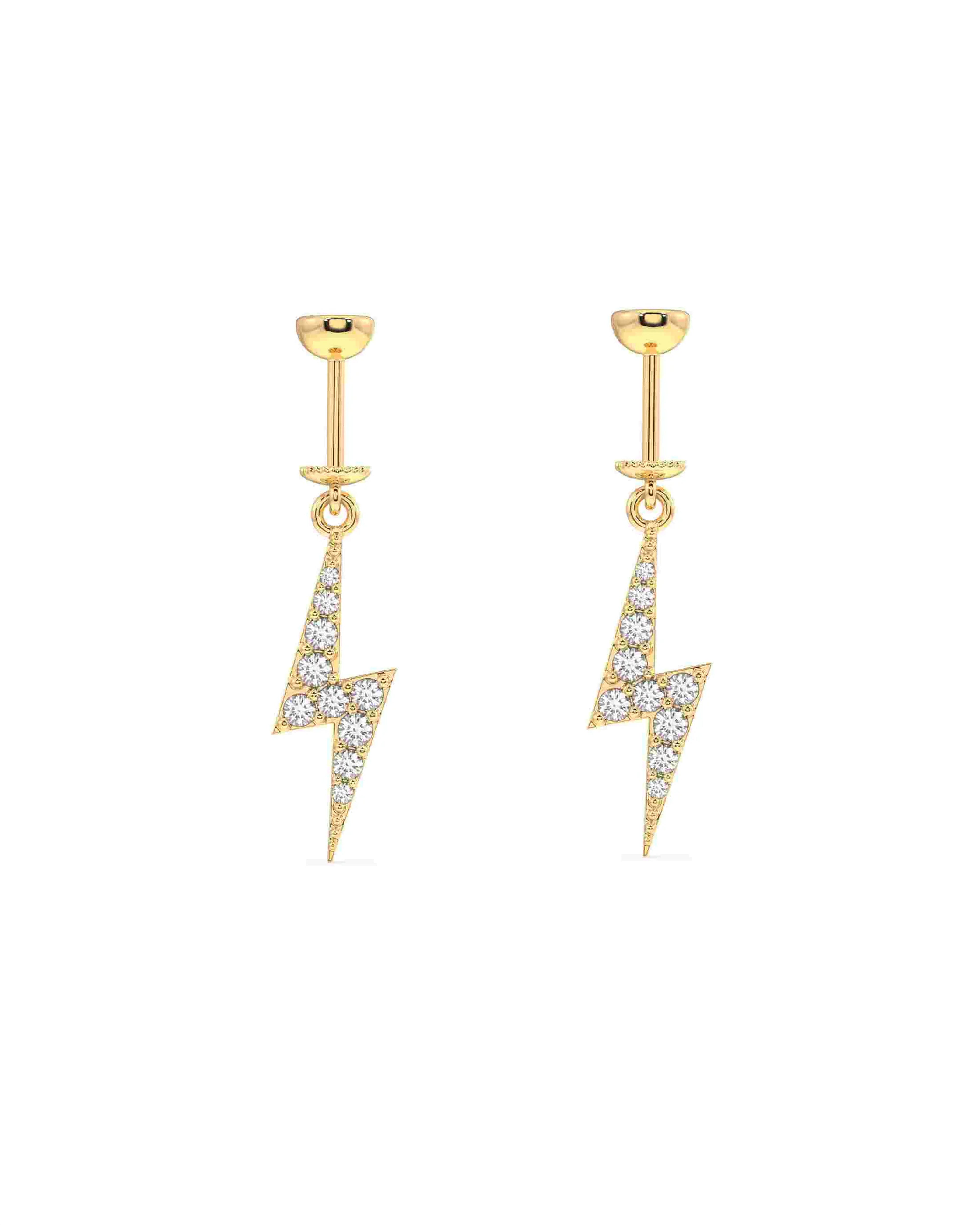 Zircon Studded Thunder Screw Helix Hanging Earrings