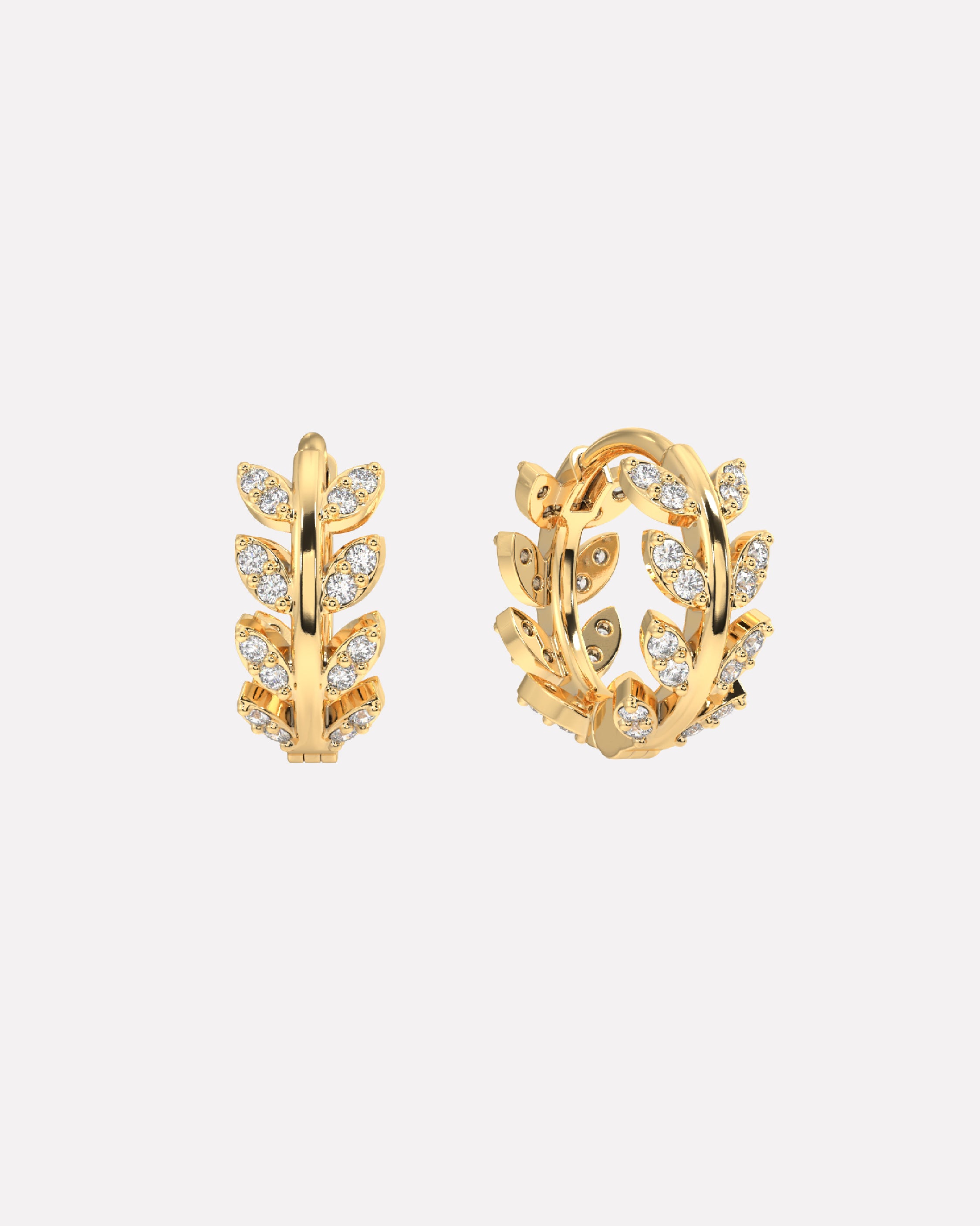 Zirconia Leaf Hoops Multiple Sizes Hoop Earrings