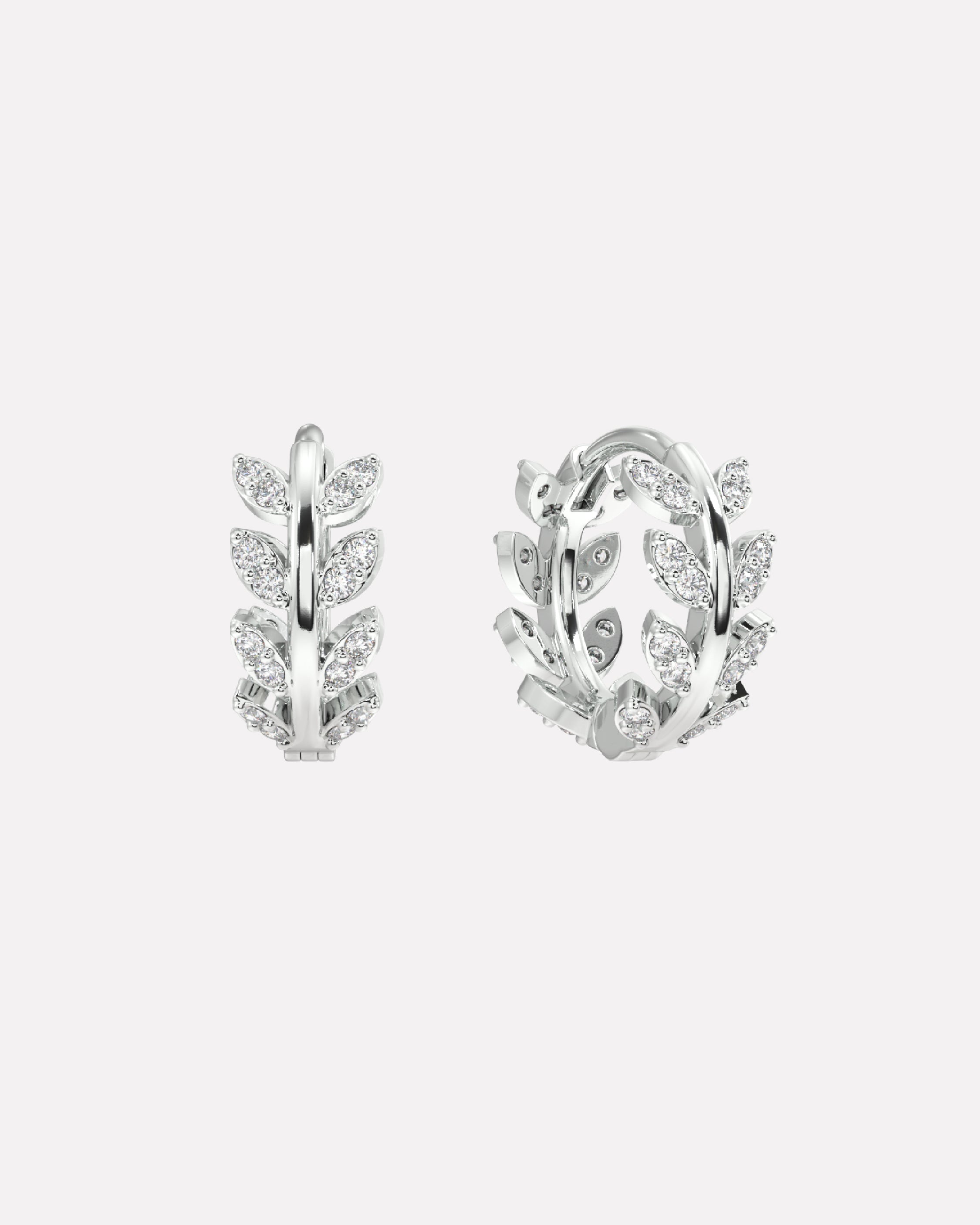 Zirconia Leaf Hoops Multiple Sizes Hoop Earrings