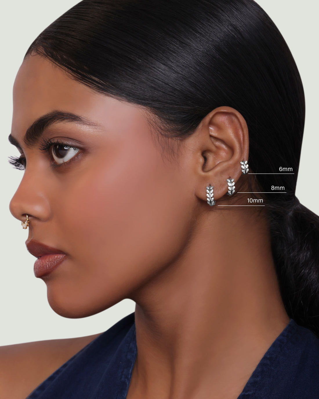 Zirconia Leaf Hoops Multiple Sizes Hoop Earrings