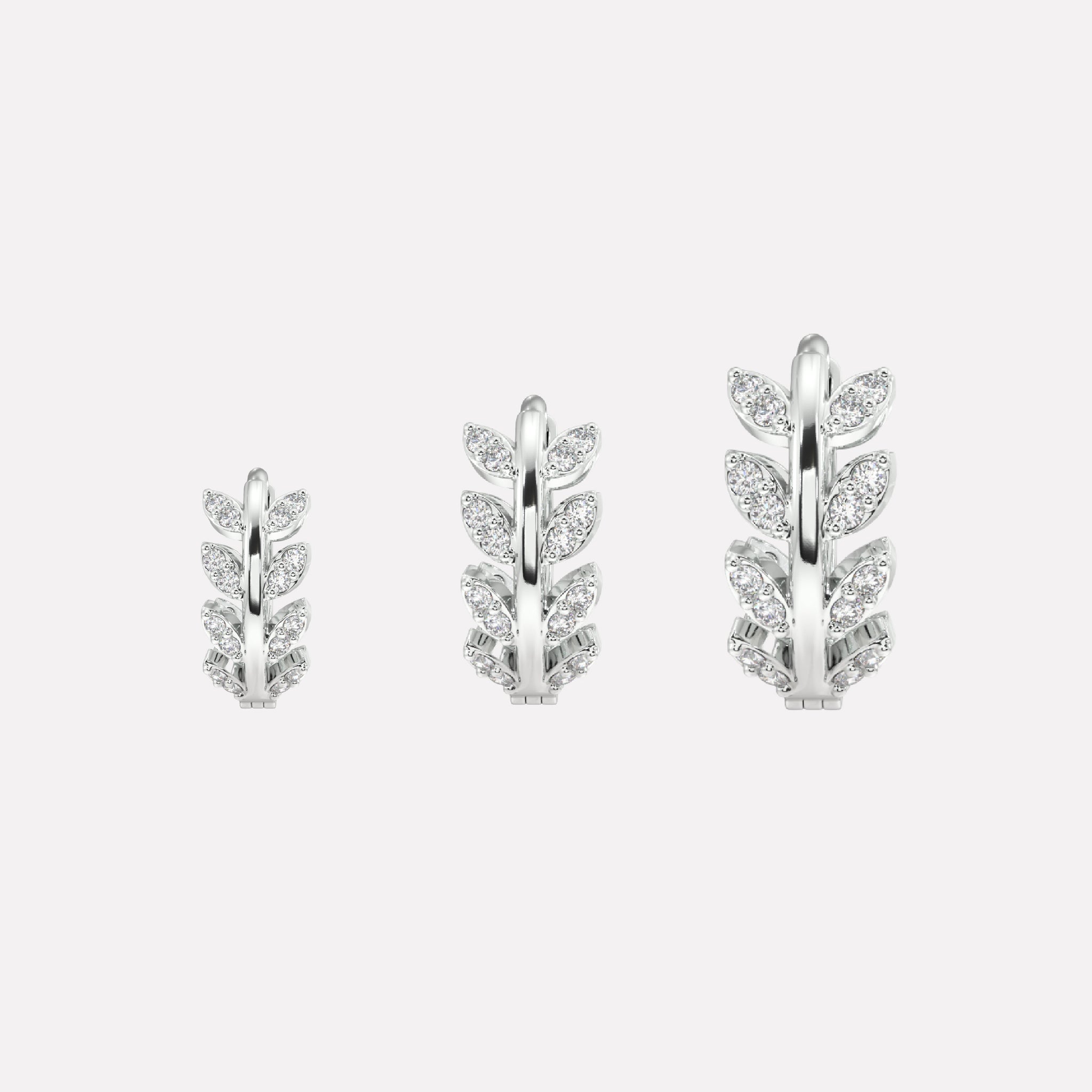 Zirconia Leaf Hoops Multiple Sizes Hoop Earrings
