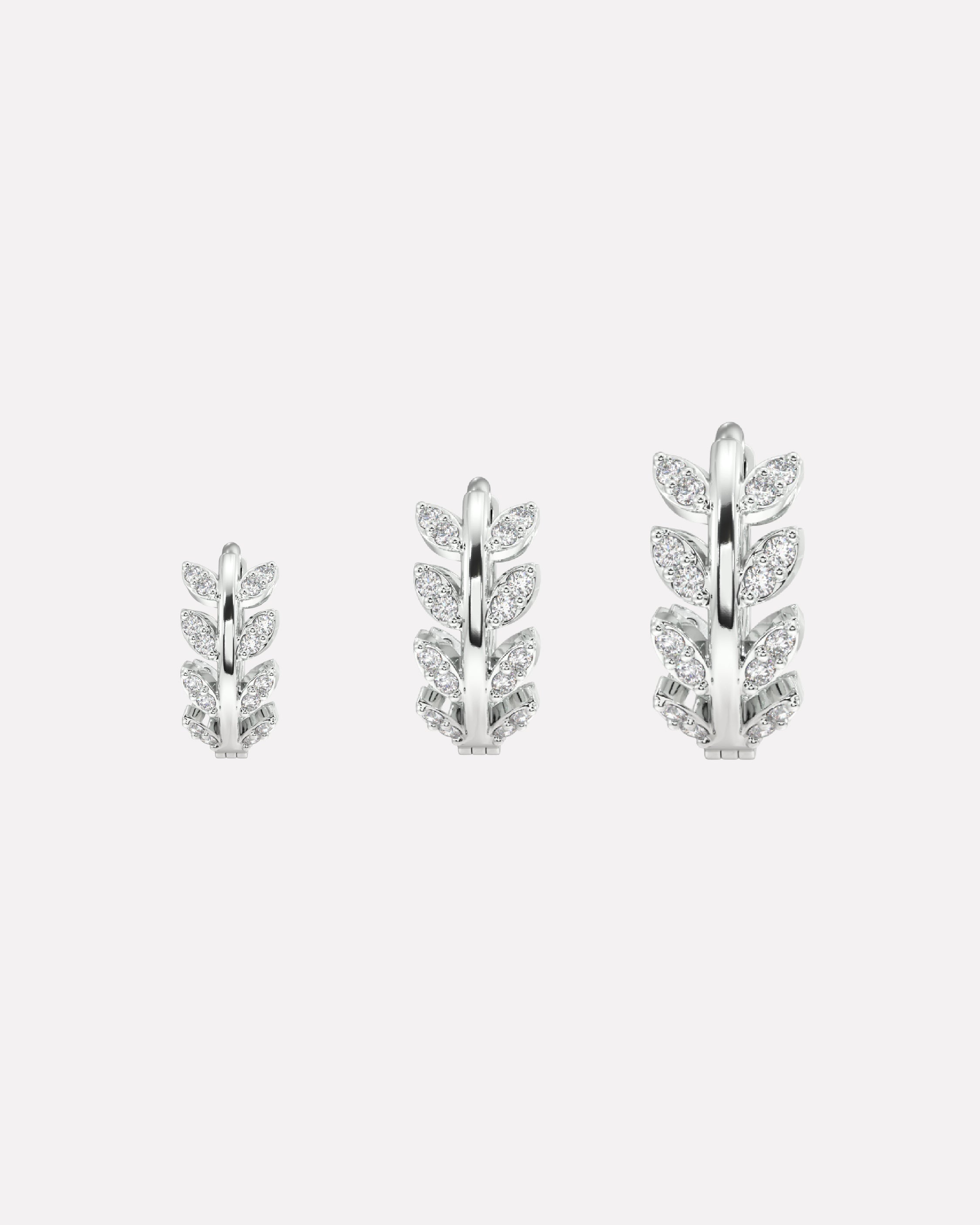 Zirconia Leaf Hoops Multiple Sizes Hoop Earrings