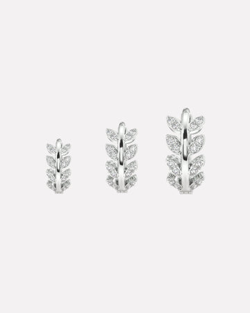 Zirconia Leaf Hoops Multiple Sizes Hoop Earrings
