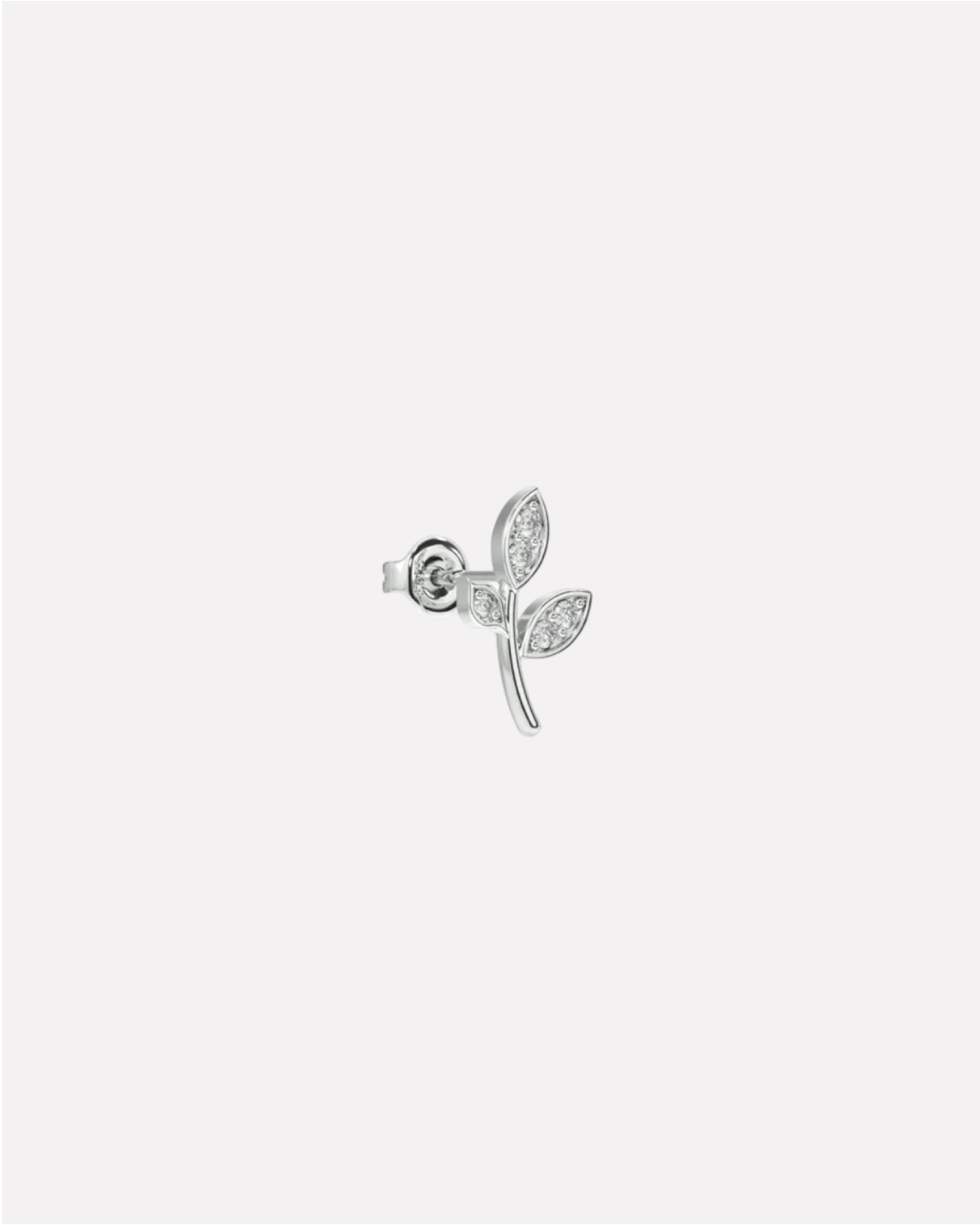 Minimal Cubic Zirconia Paved Leaf Stud Earrings