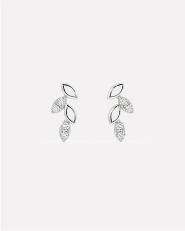 Combination Dainty With Zirconia Petal Stud Earrings