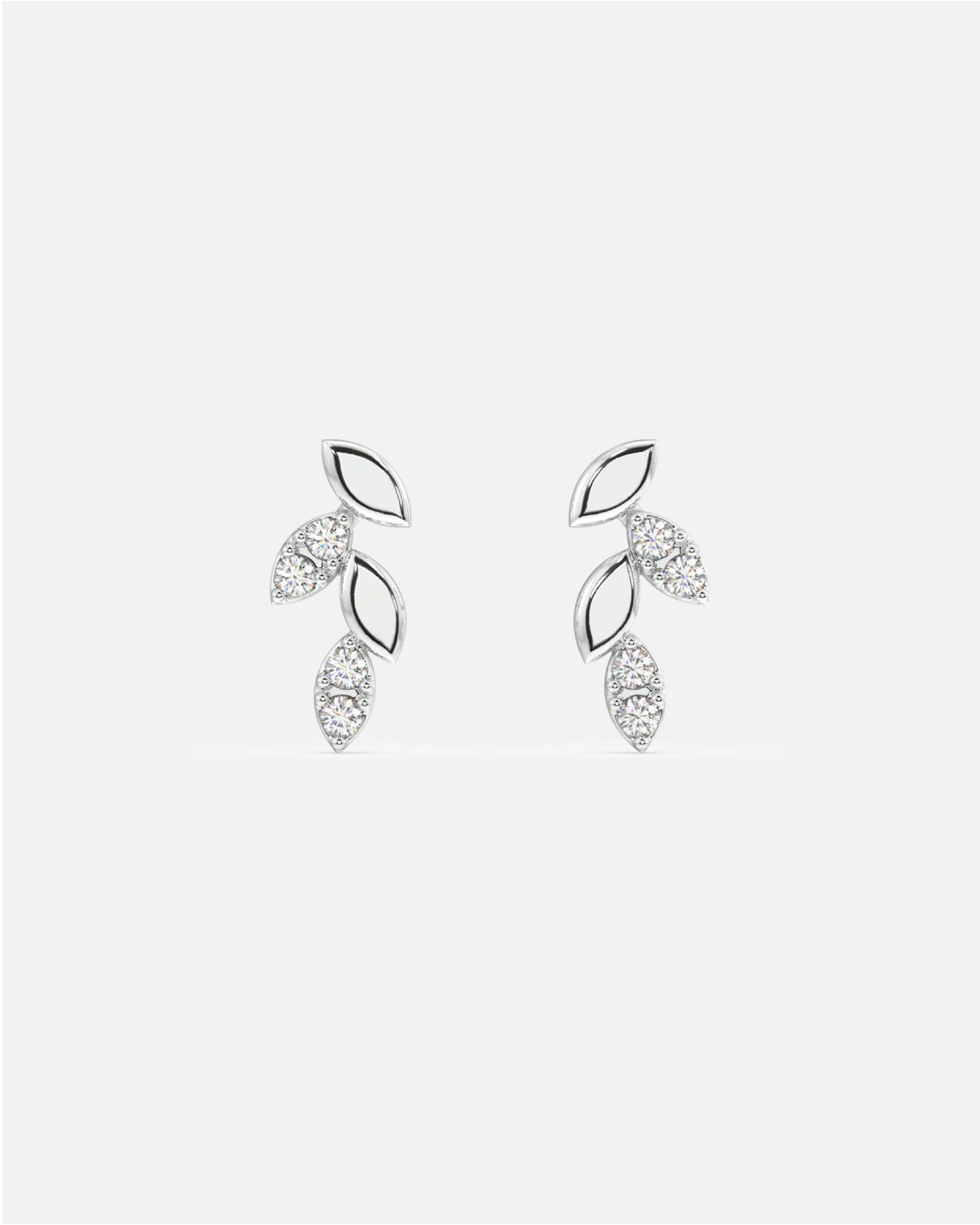 Combination Dainty With Zirconia Petal Stud Earrings