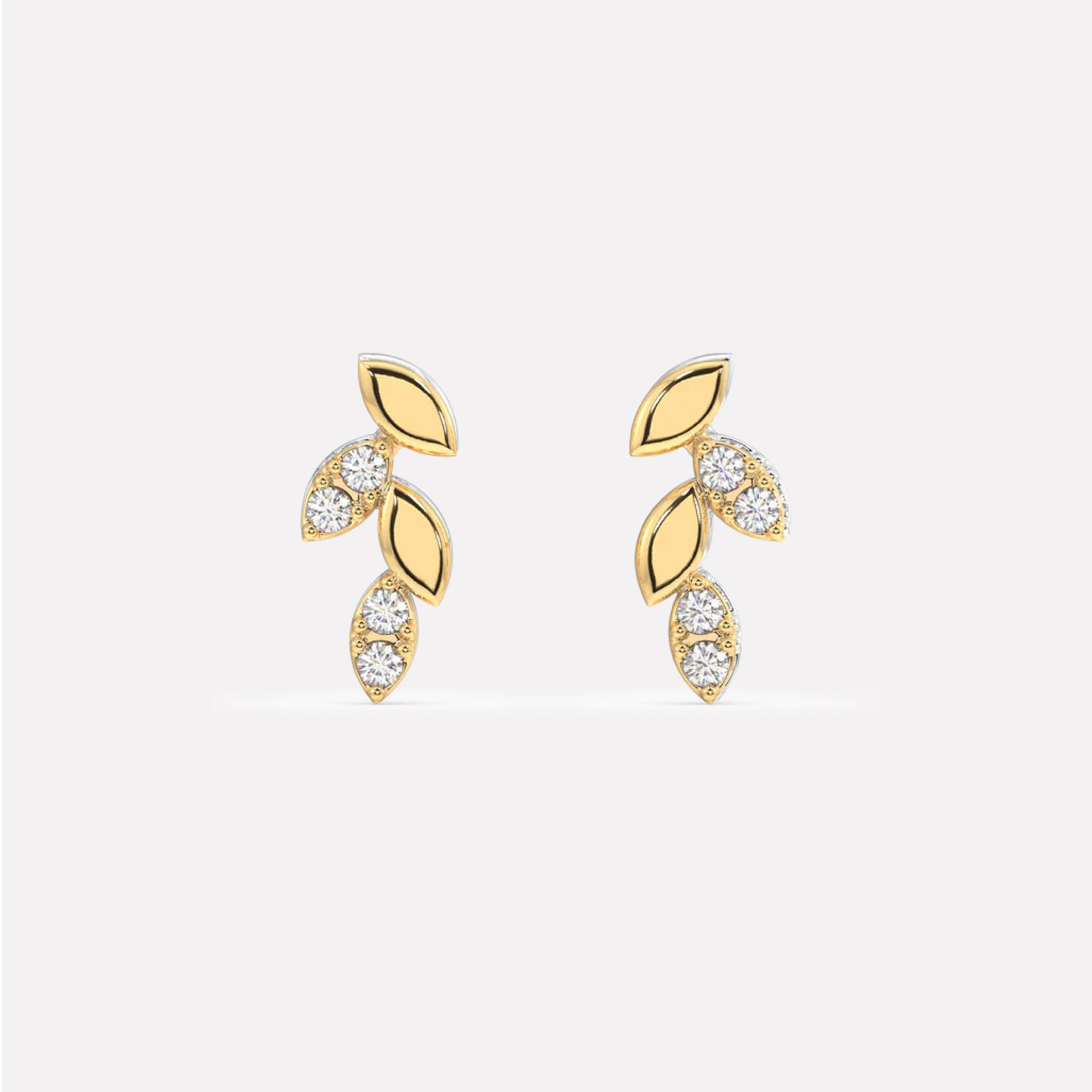 Combination Dainty With Zirconia Petal Stud Earrings