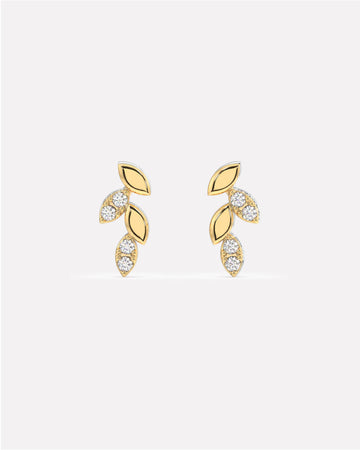 Combination Dainty With Zirconia Petal Stud Earrings