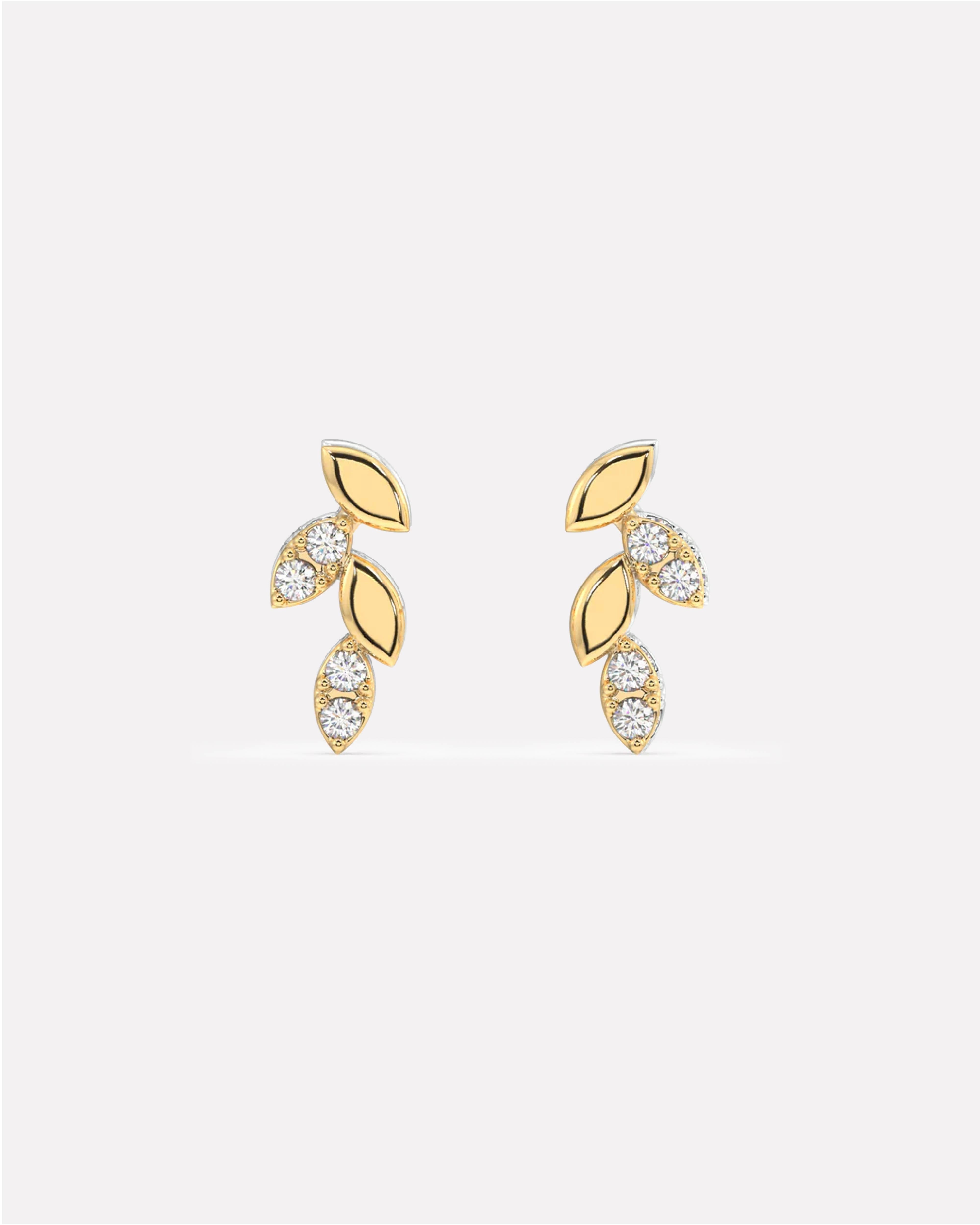 Combination Dainty With Zirconia Petal Stud Earrings