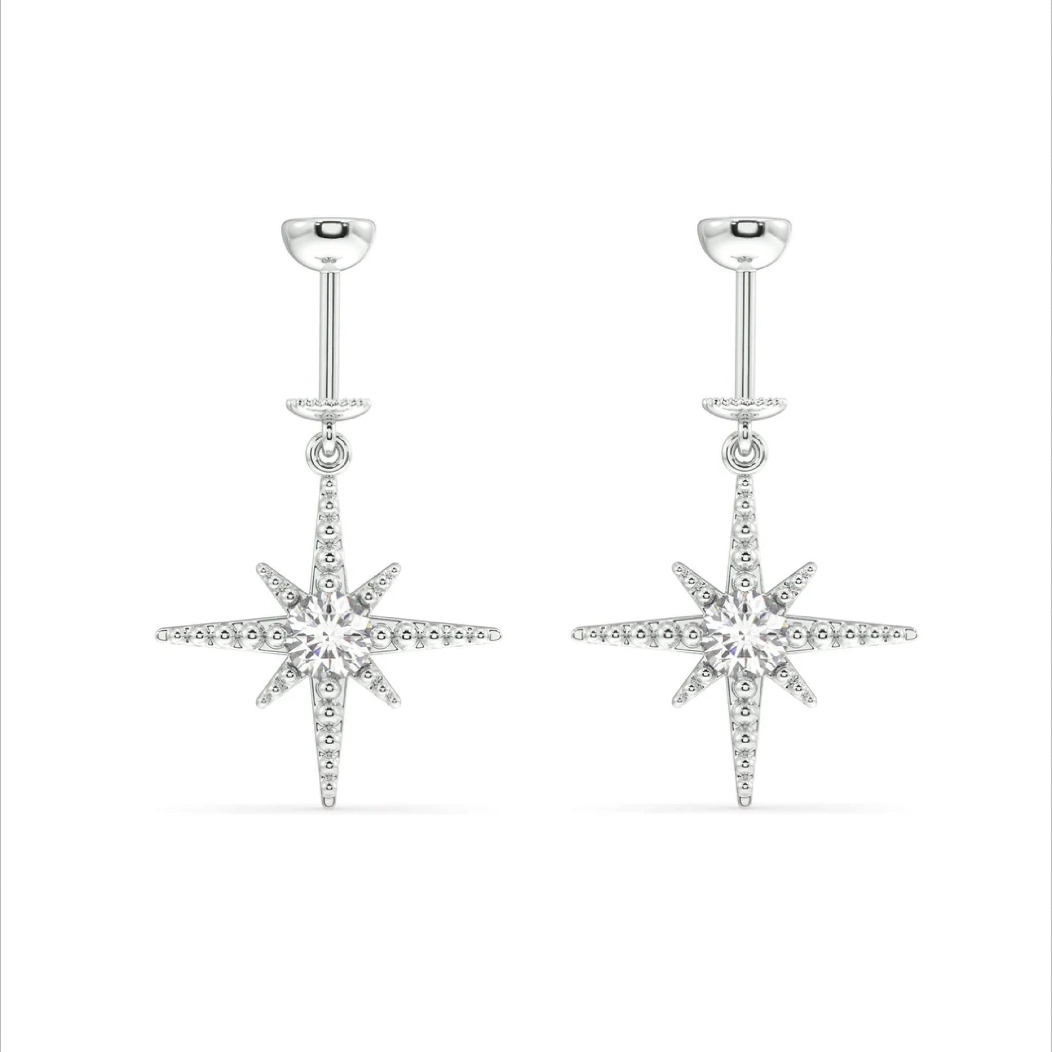 Zirconia Snow Burst Screw Helix Hanging Earrings