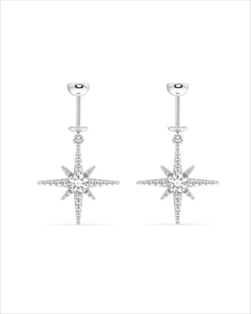 Zirconia Snow Burst Screw Helix Hanging Earrings