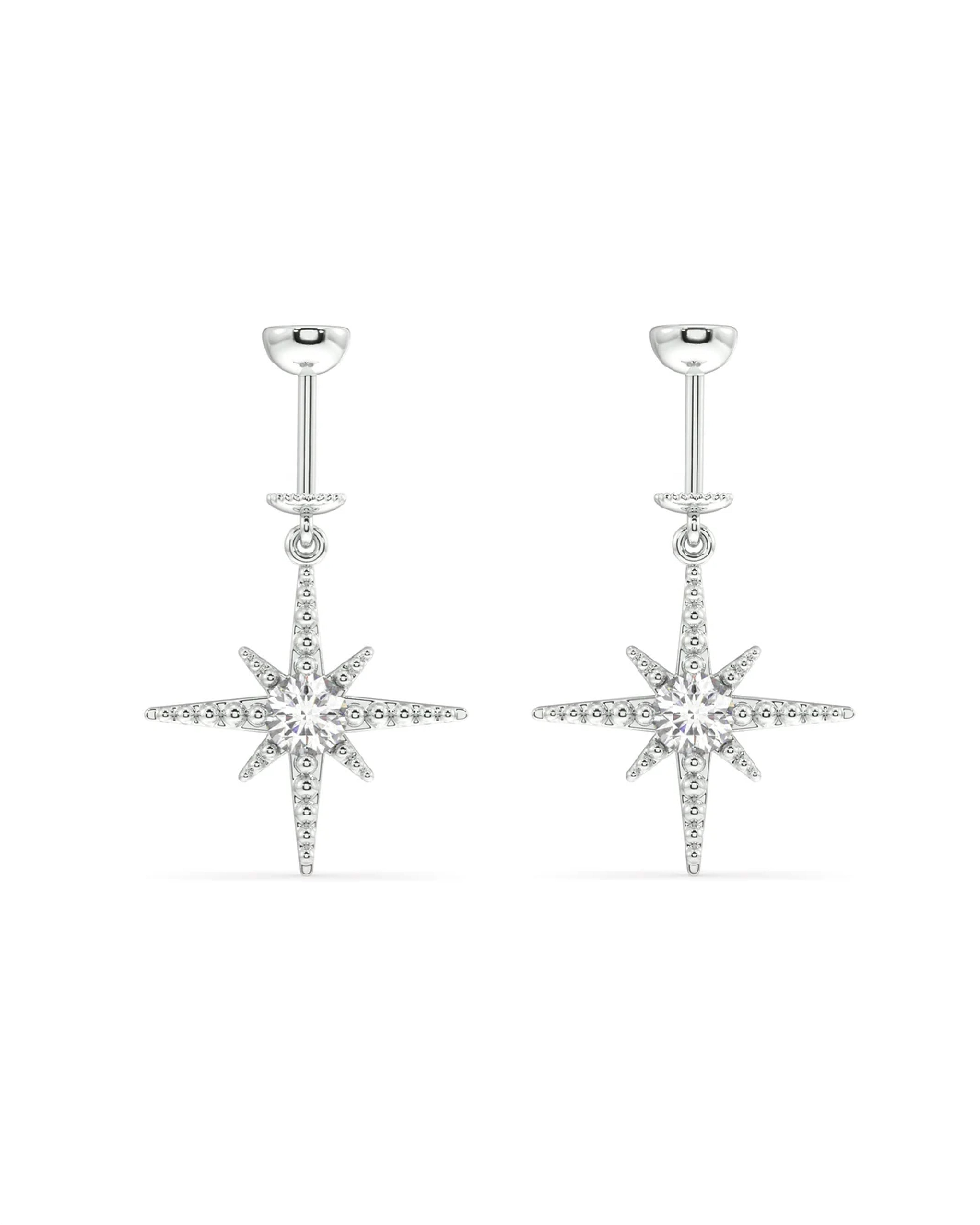 Zirconia Snow Burst Screw Helix Hanging Earrings