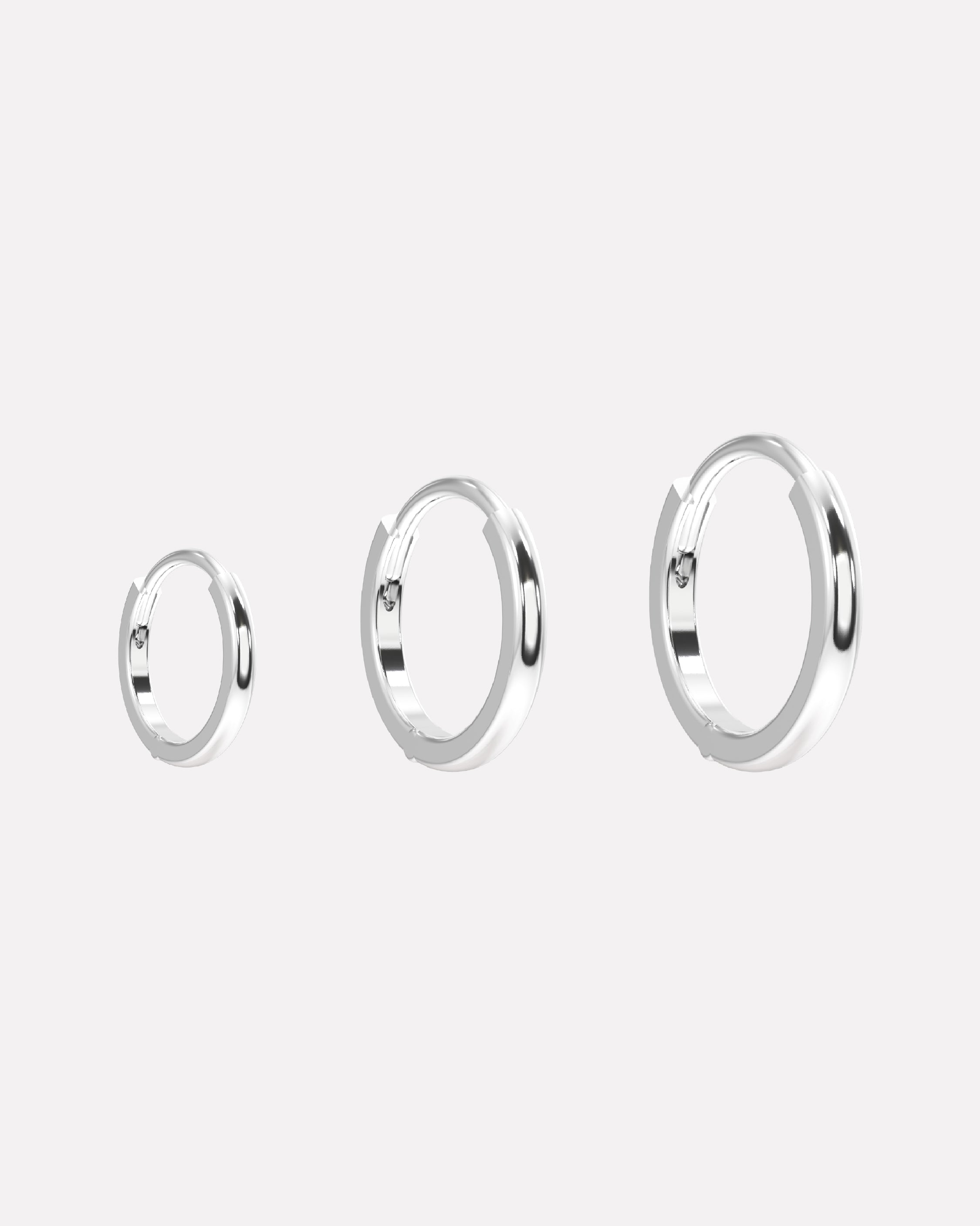 Rhodium Evergreen Silver Hoops Multiple Sizes Hoop Earrings - 92.5