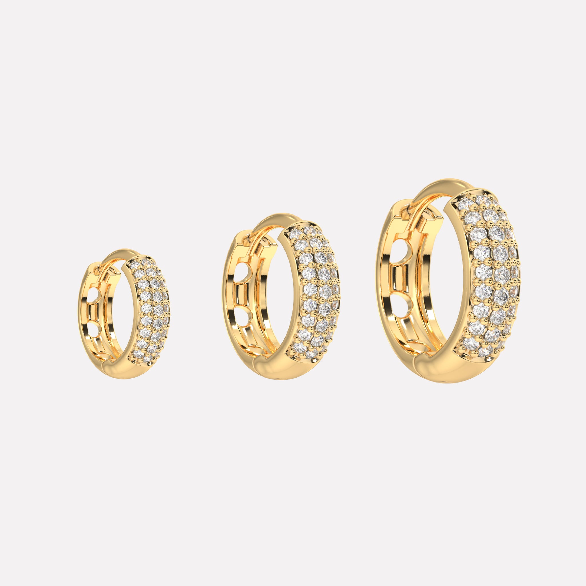 Zirconia Thick Hoops Earrings Multiple Sizes