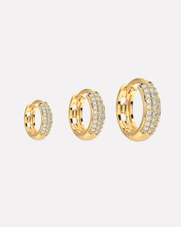 Zirconia Thick Hoops Earrings Multiple Sizes
