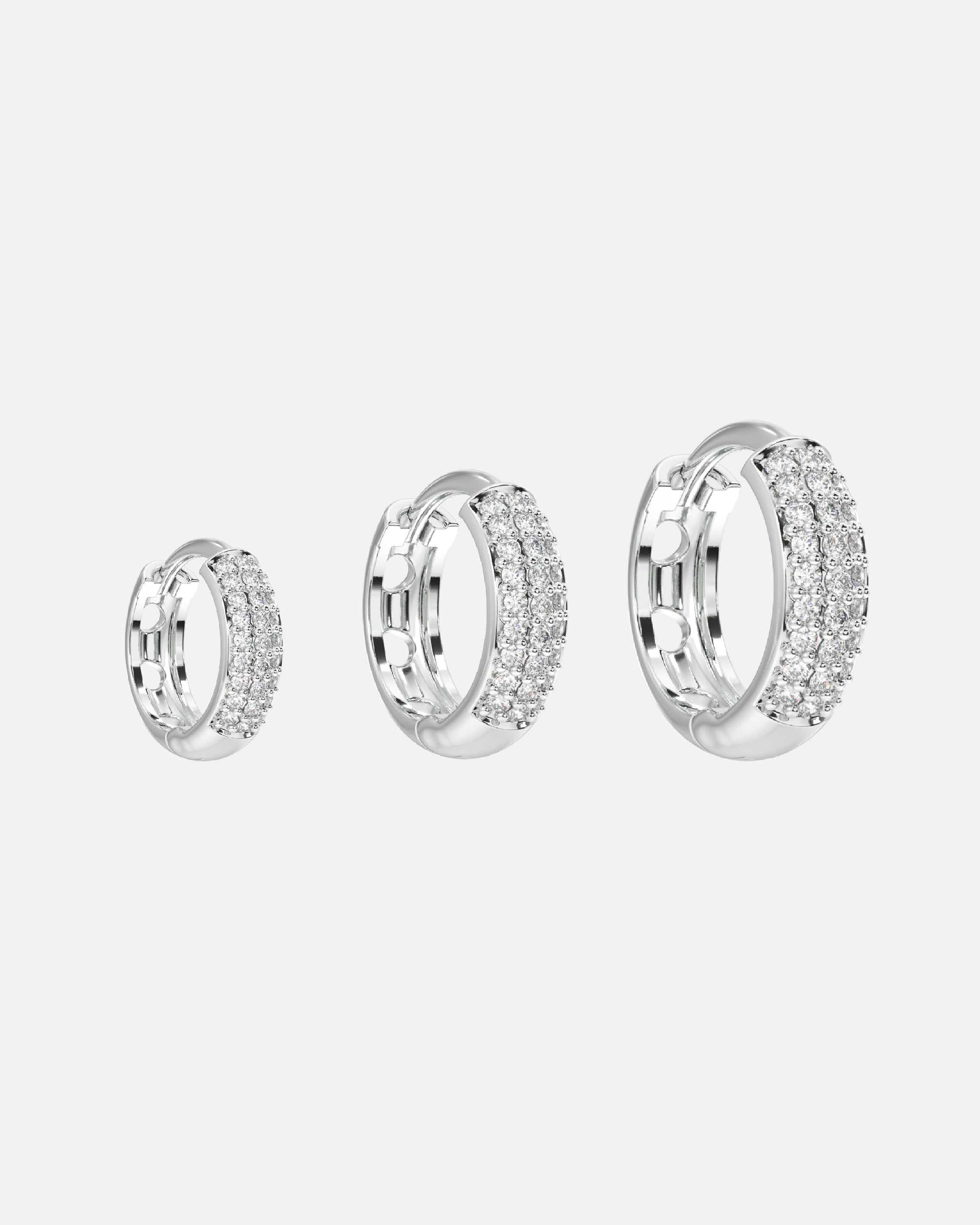 Zirconia Thick Hoops Earrings Multiple Sizes