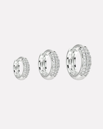 Zirconia Thick Hoops Earrings Multiple Sizes